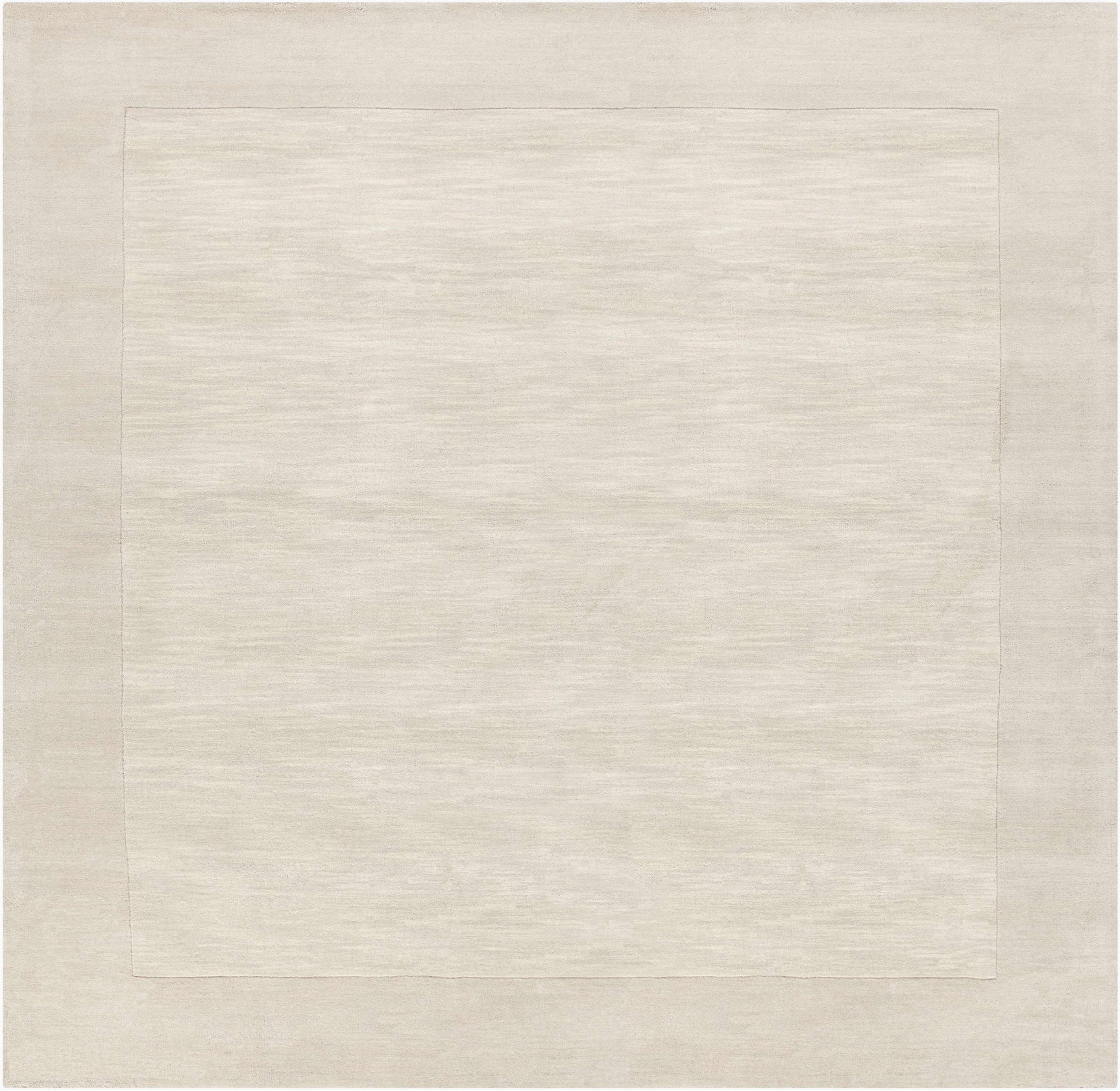Bordered Solid Beige Cream Wool Rug - Ornate Home