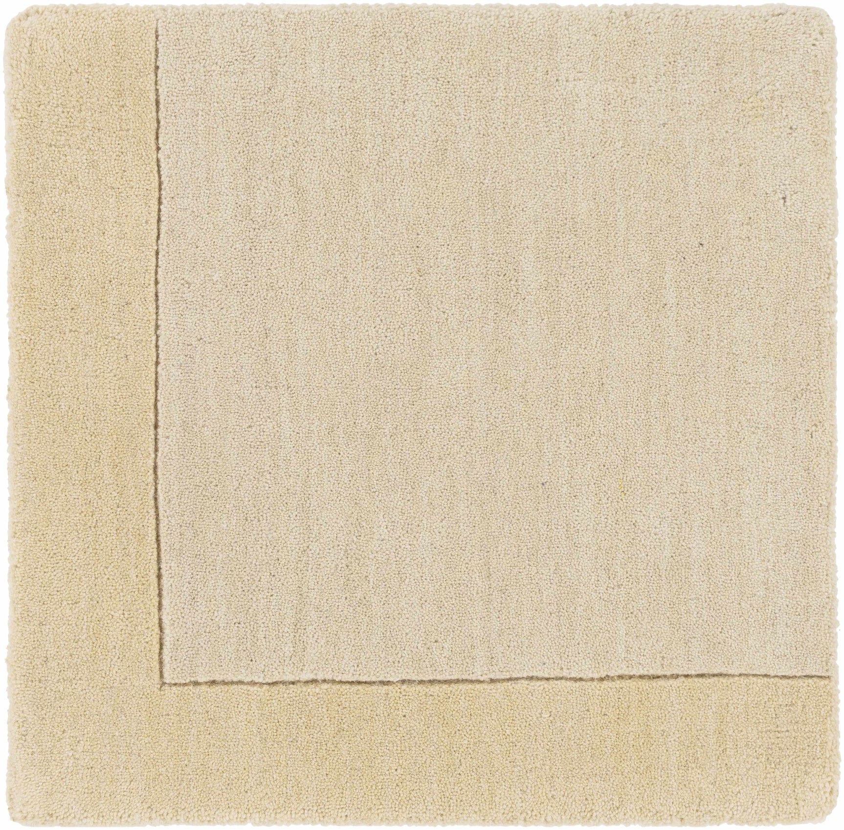 Bordered Solid Beige Wool Rug - Ornate Home