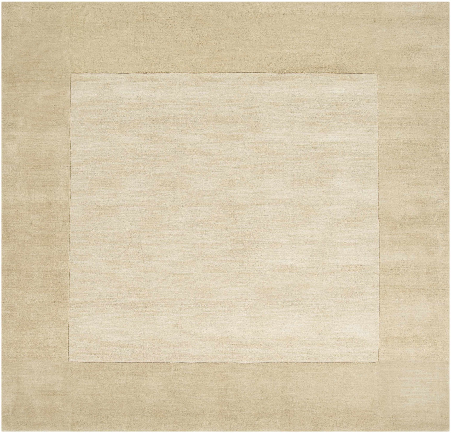 Bordered Solid Beige Wool Rug - Ornate Home