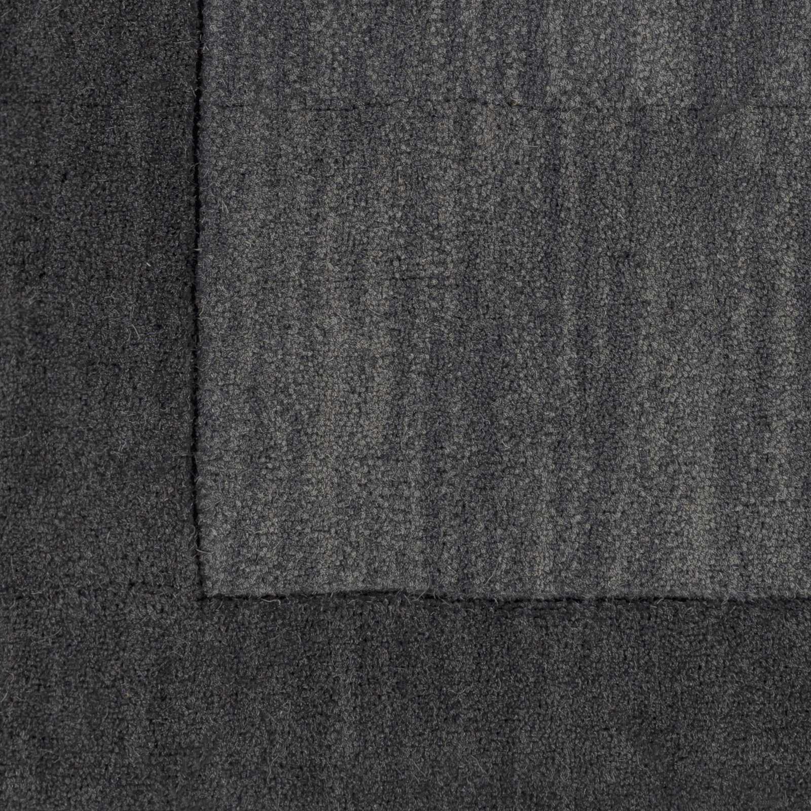 Bordered Solid Black Charcoal Wool Rug - Ornate Home