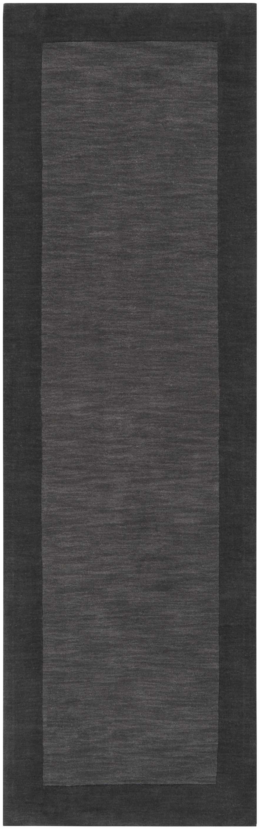 Bordered Solid Black Charcoal Wool Rug - Ornate Home