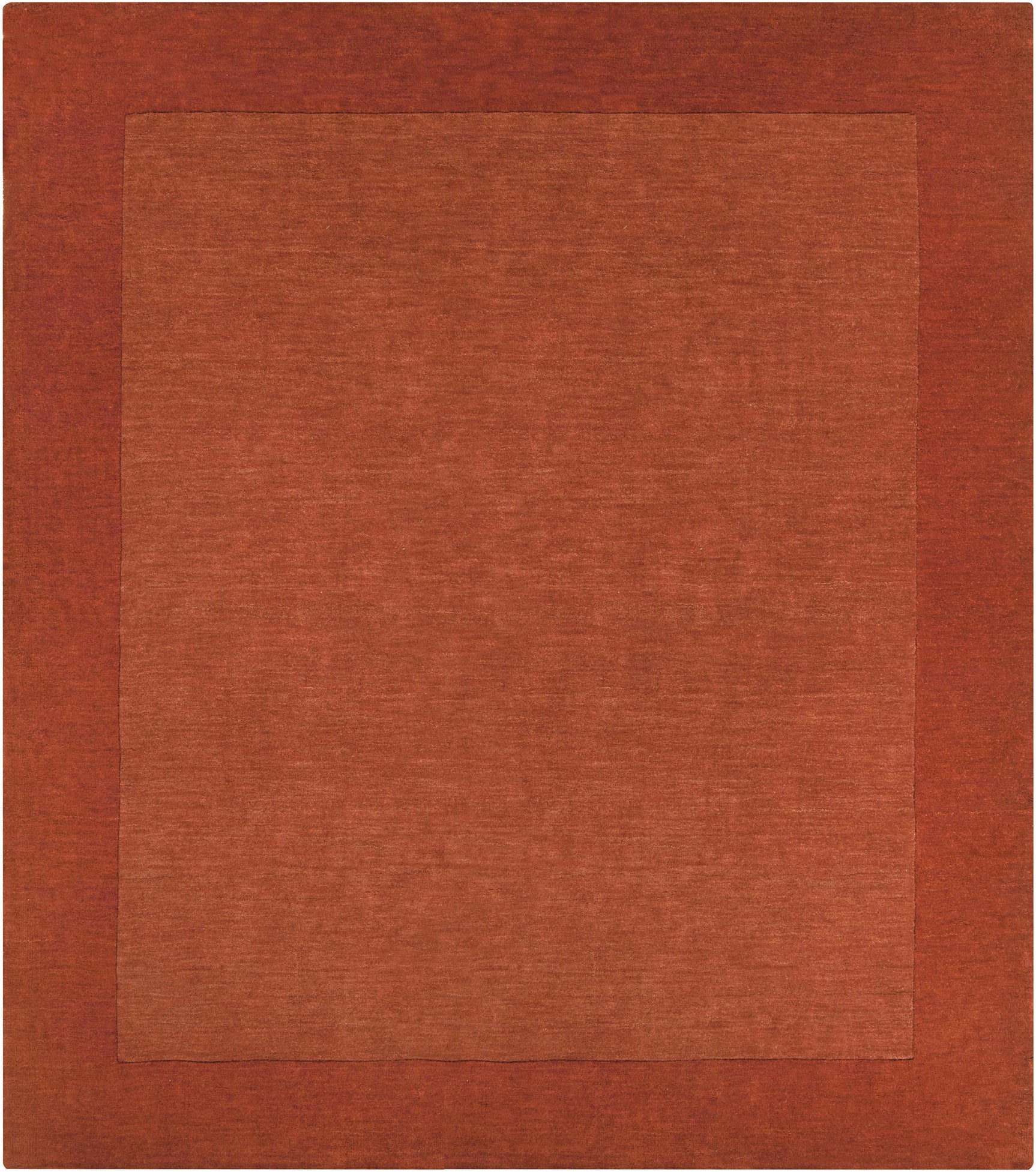 Bordered Solid Brick Red Wool Rug - Ornate Home