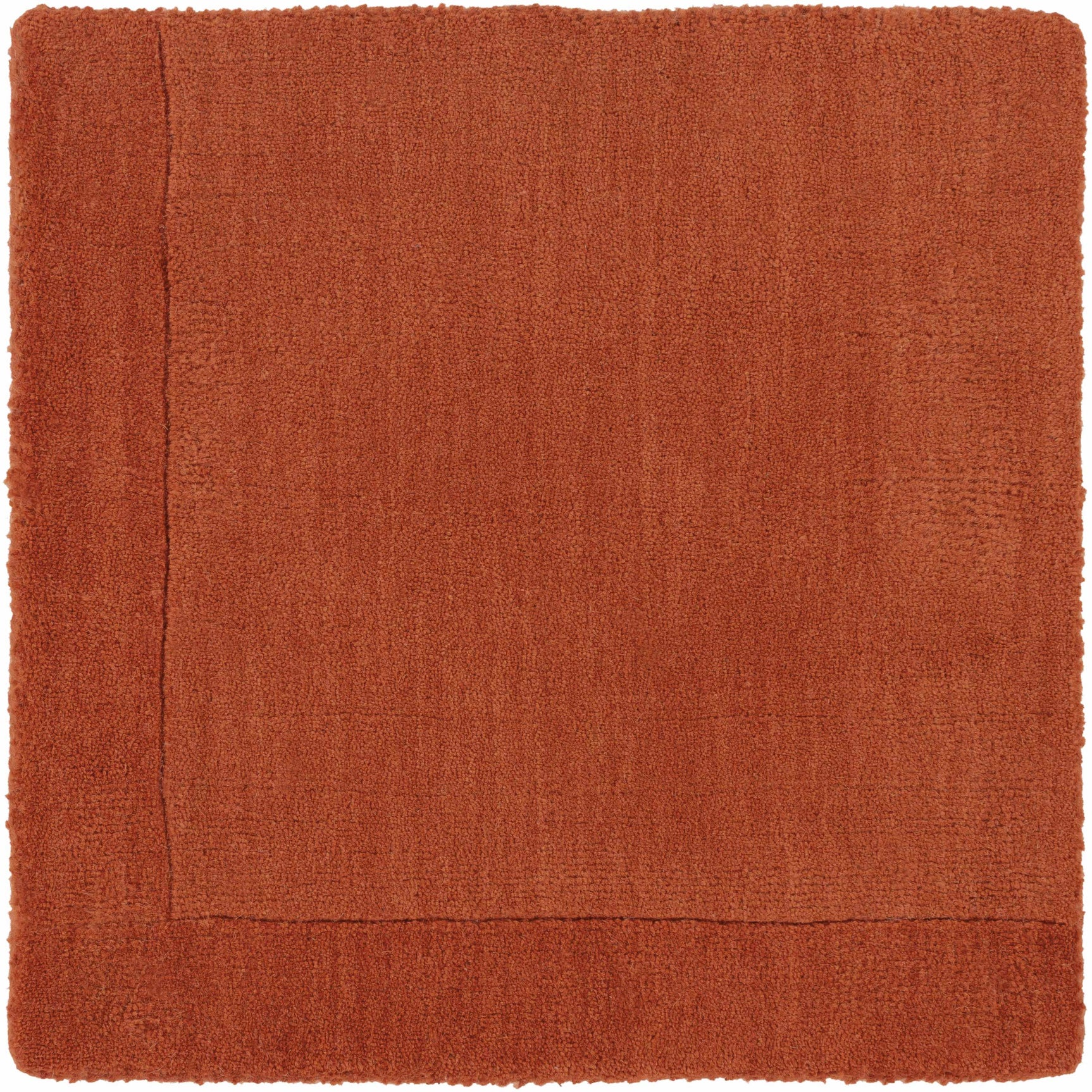 Bordered Solid Brick Red Wool Rug - Ornate Home