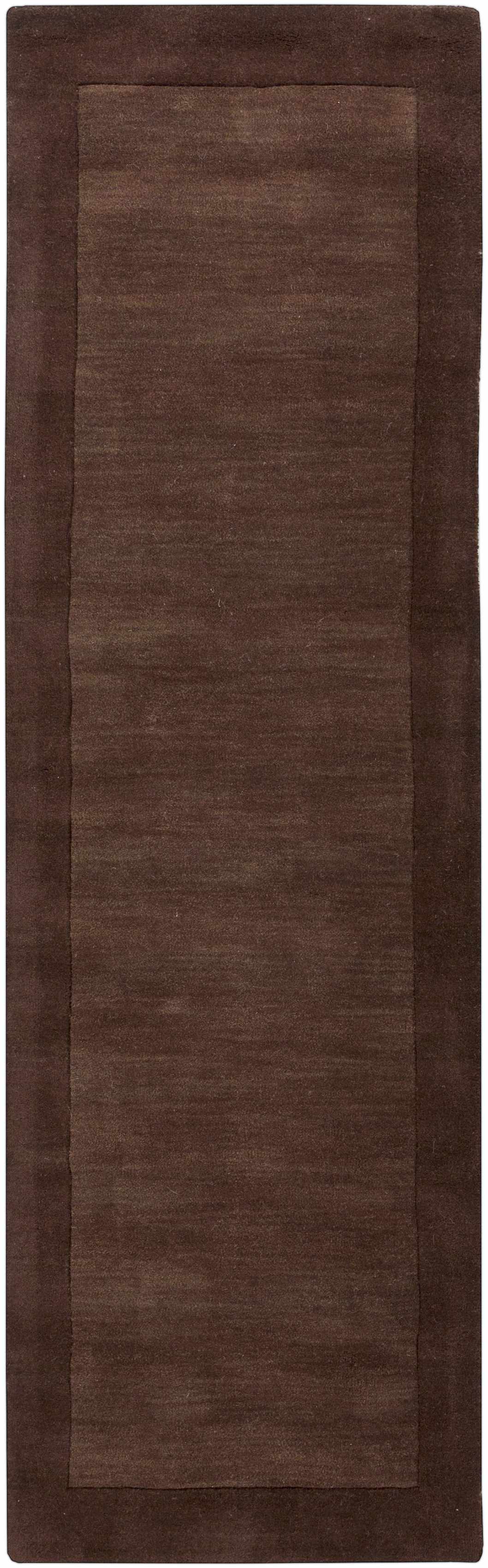Bordered Solid Brown Wool Rug - Ornate Home