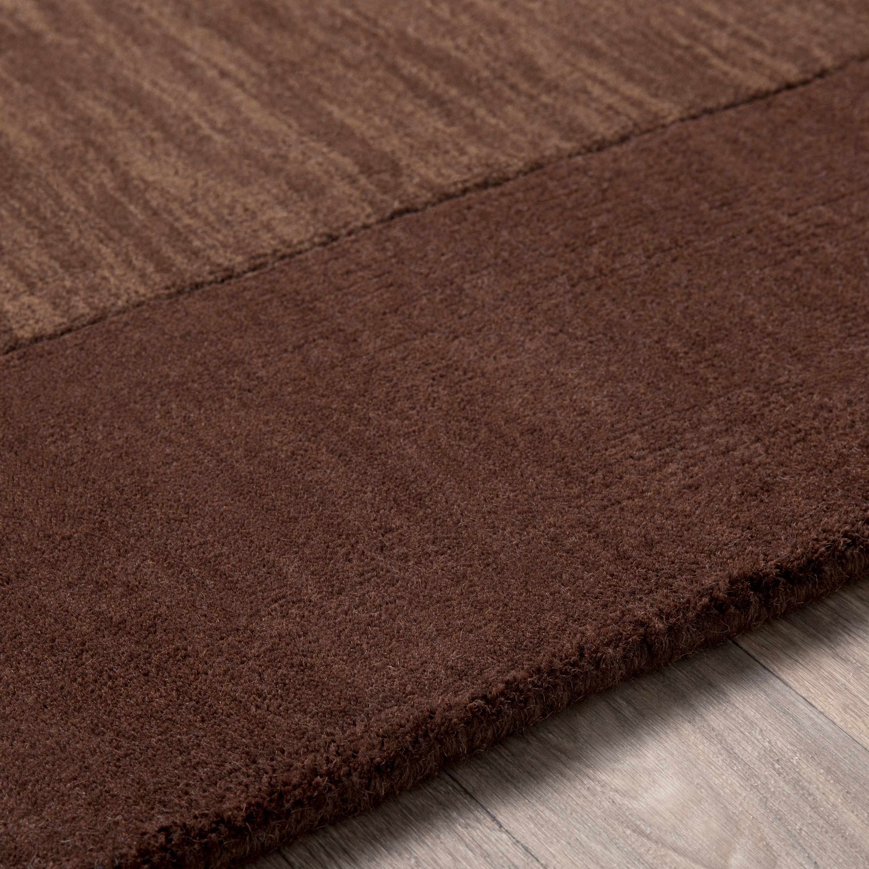 Bordered Solid Brown Wool Rug - Ornate Home