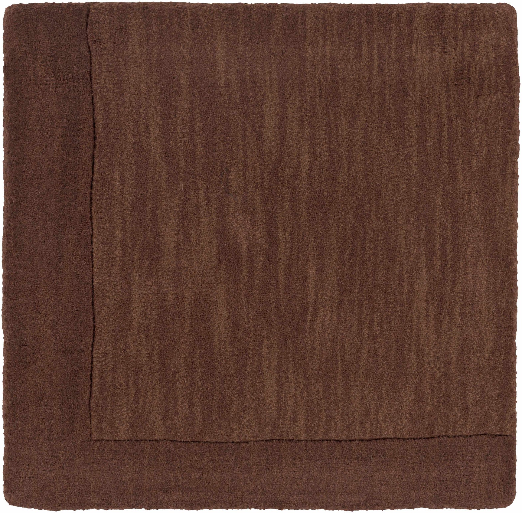 Bordered Solid Brown Wool Rug - Ornate Home