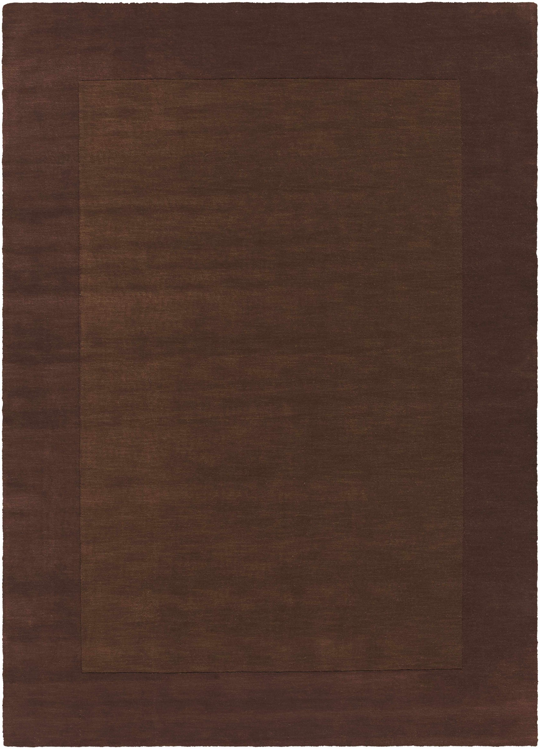 Bordered Solid Brown Wool Rug - Ornate Home