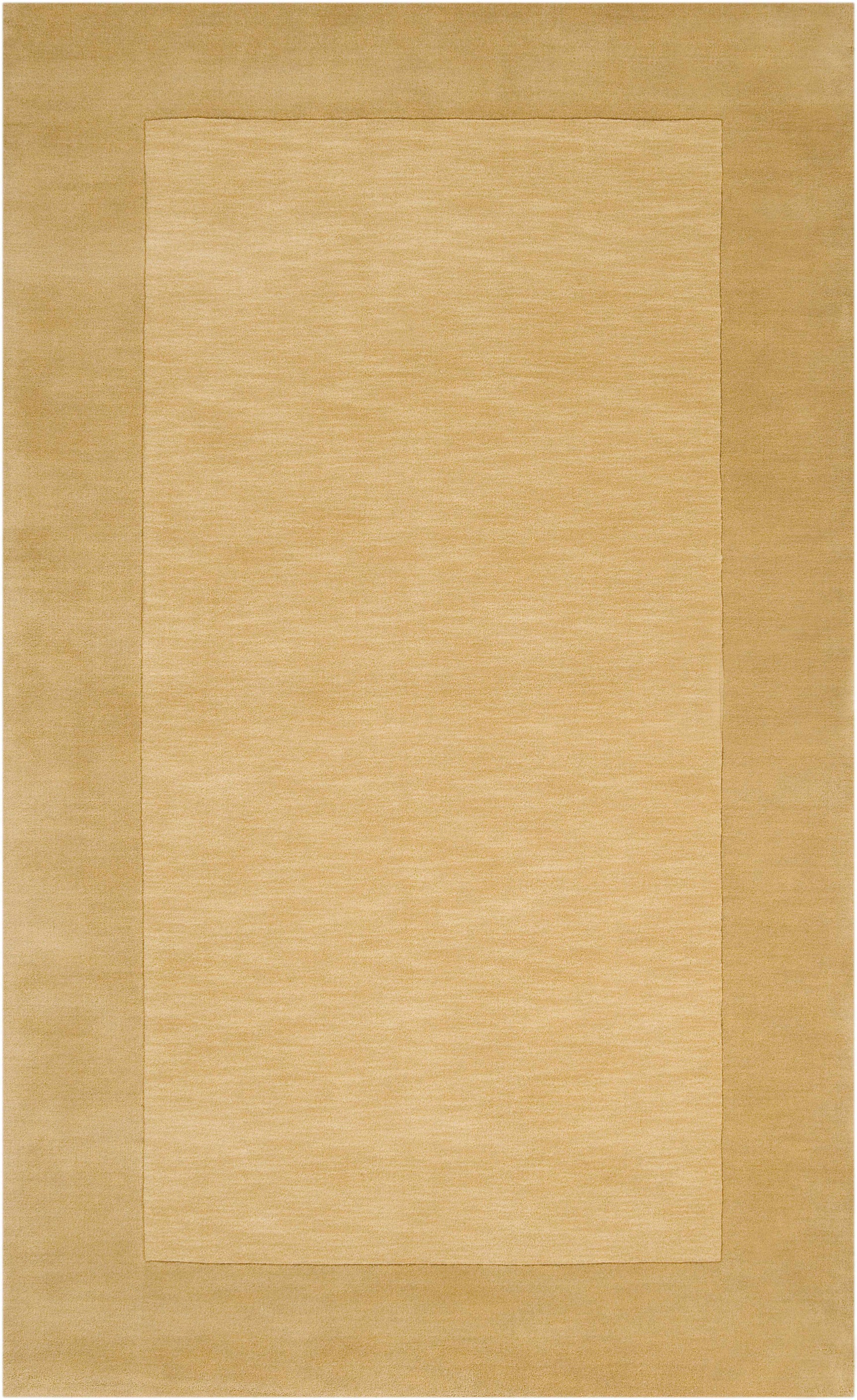 Bordered Solid Camel Yellow Wool Rug - Ornate Home