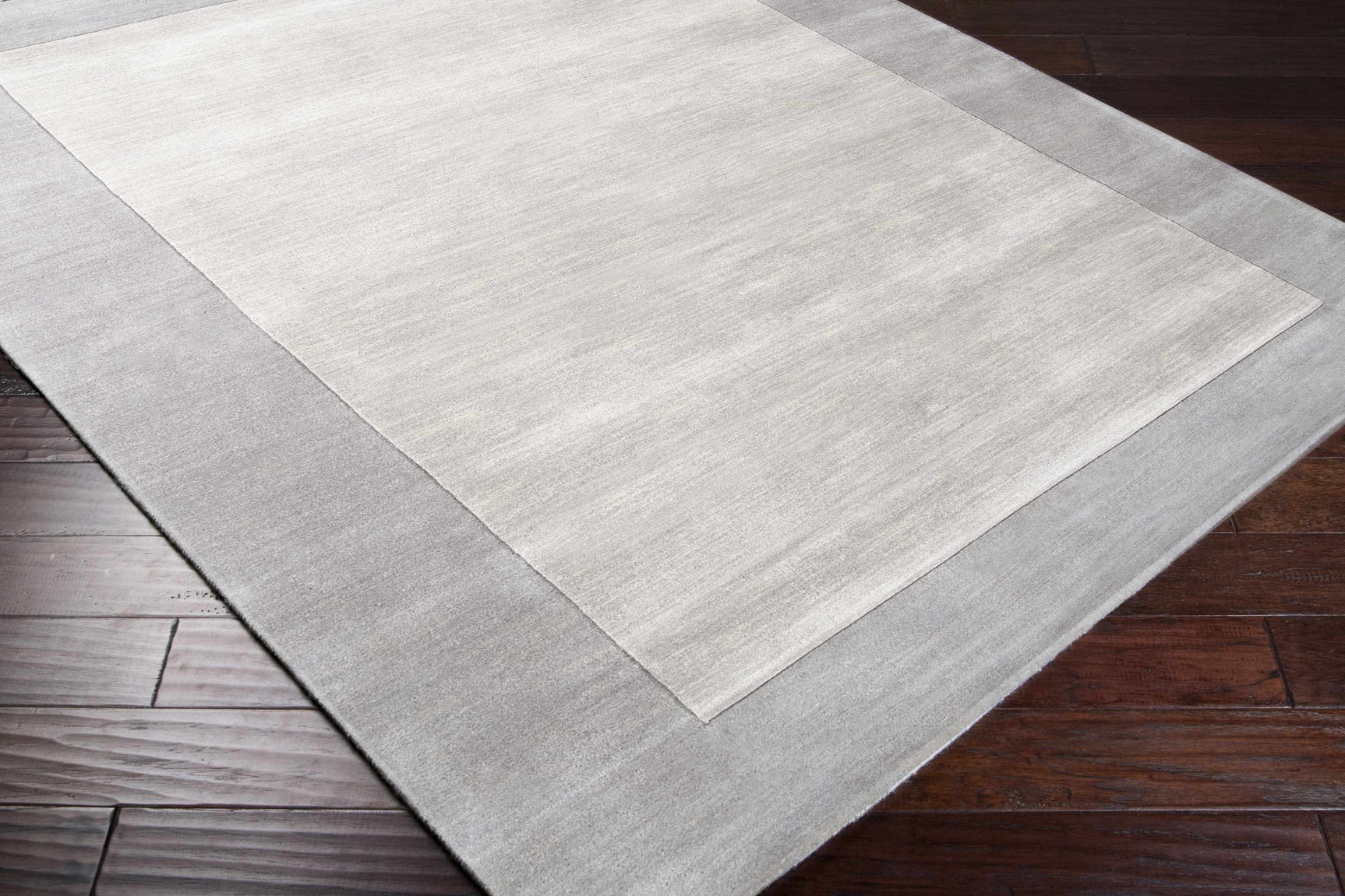 Bordered Solid Gray Wool Rug - Ornate Home