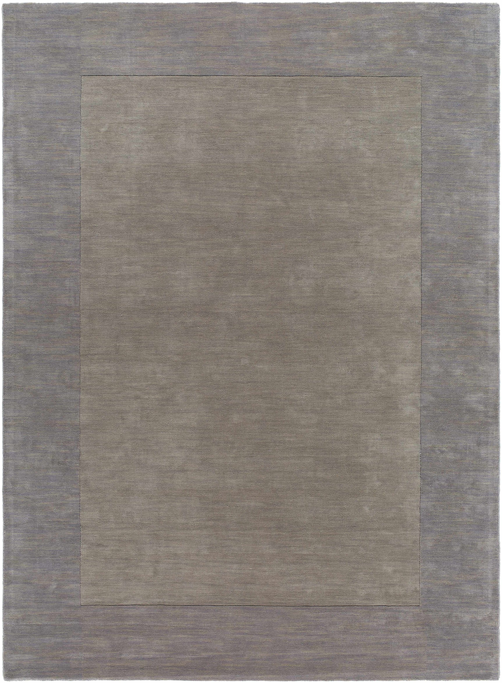 Bordered Solid Gray Wool Rug - Ornate Home