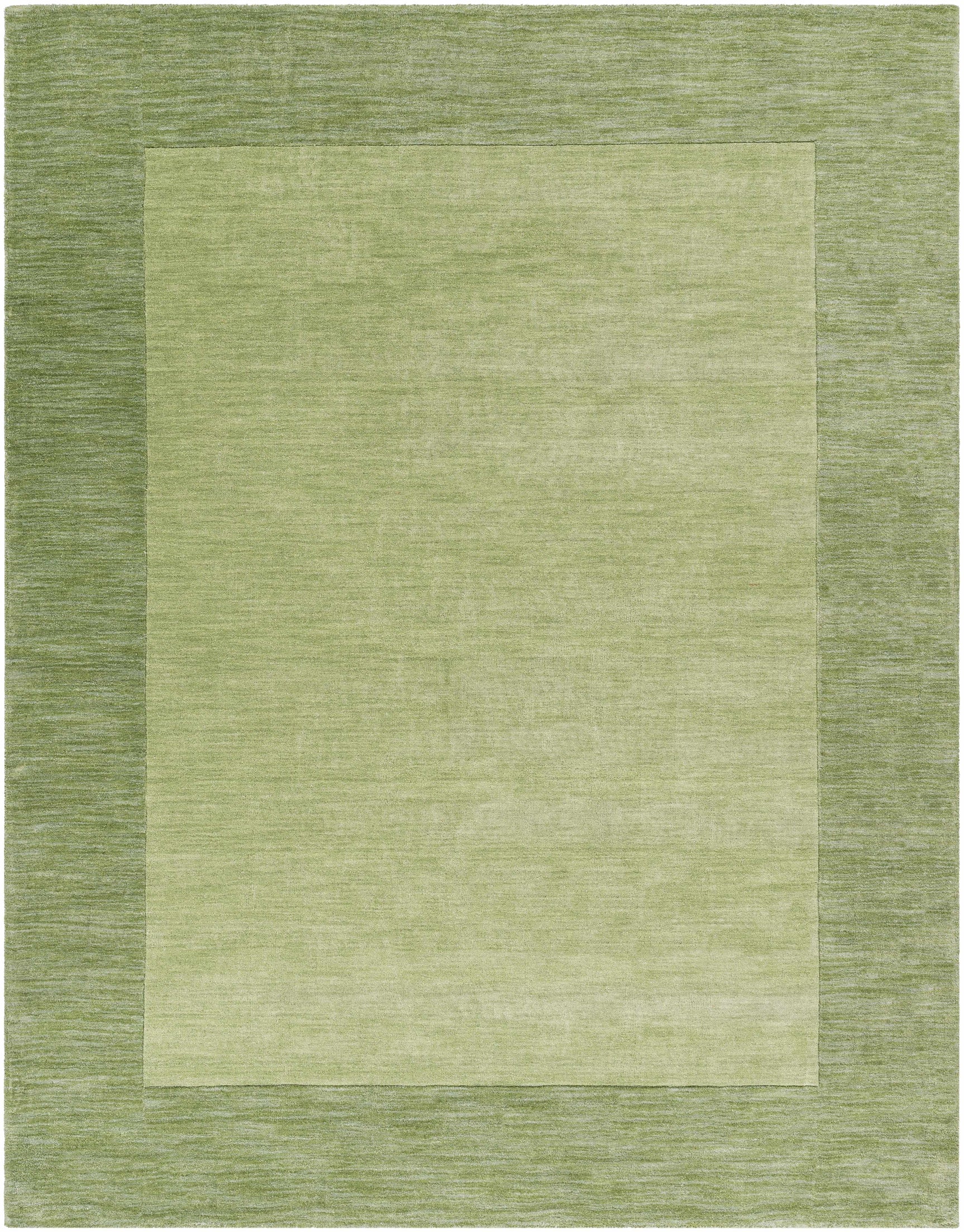Bordered Solid Green Wool Rug - Ornate Home