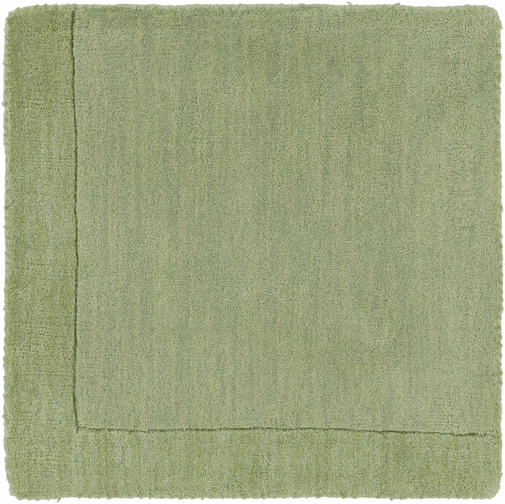 Bordered Solid Green Wool Rug - Ornate Home