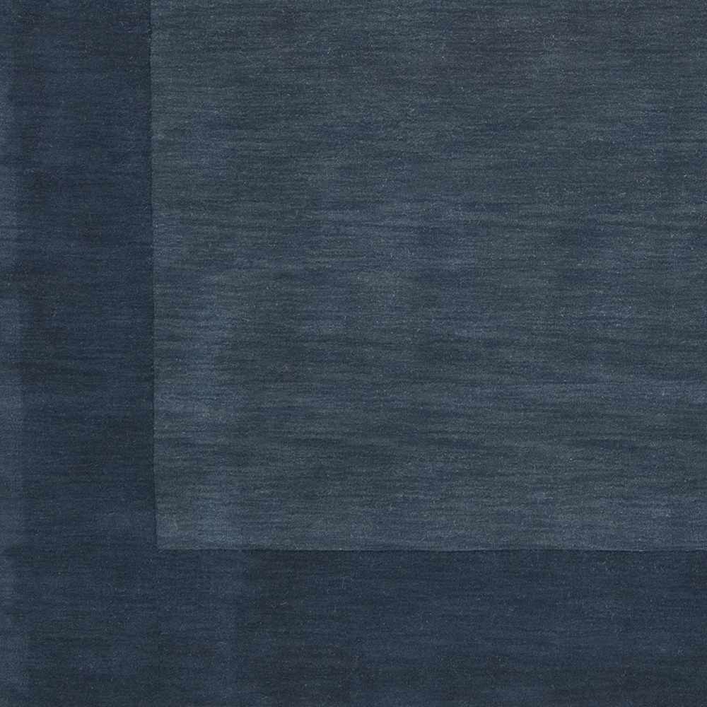 Bordered Solid Ink Blue Wool Rug - Ornate Home