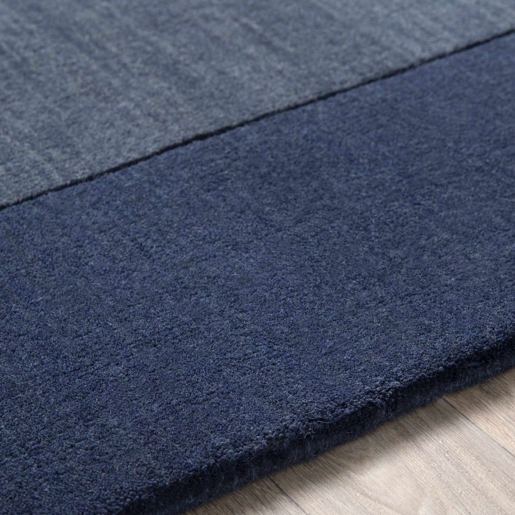 Bordered Solid Ink Blue Wool Rug - Ornate Home