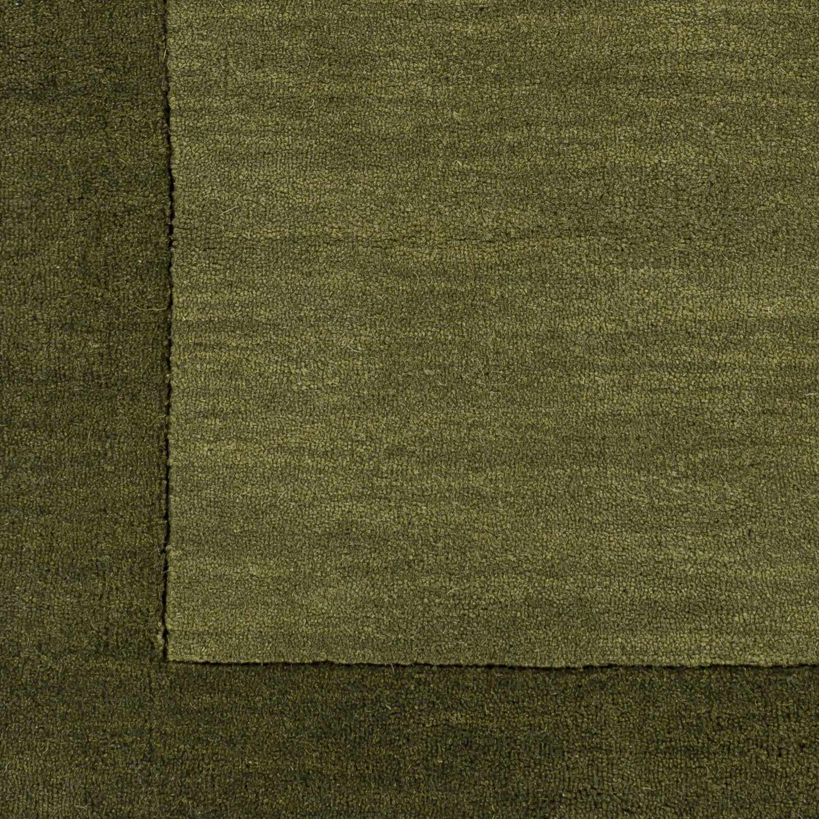 Bordered Solid Olive Green Wool Rug - Ornate Home