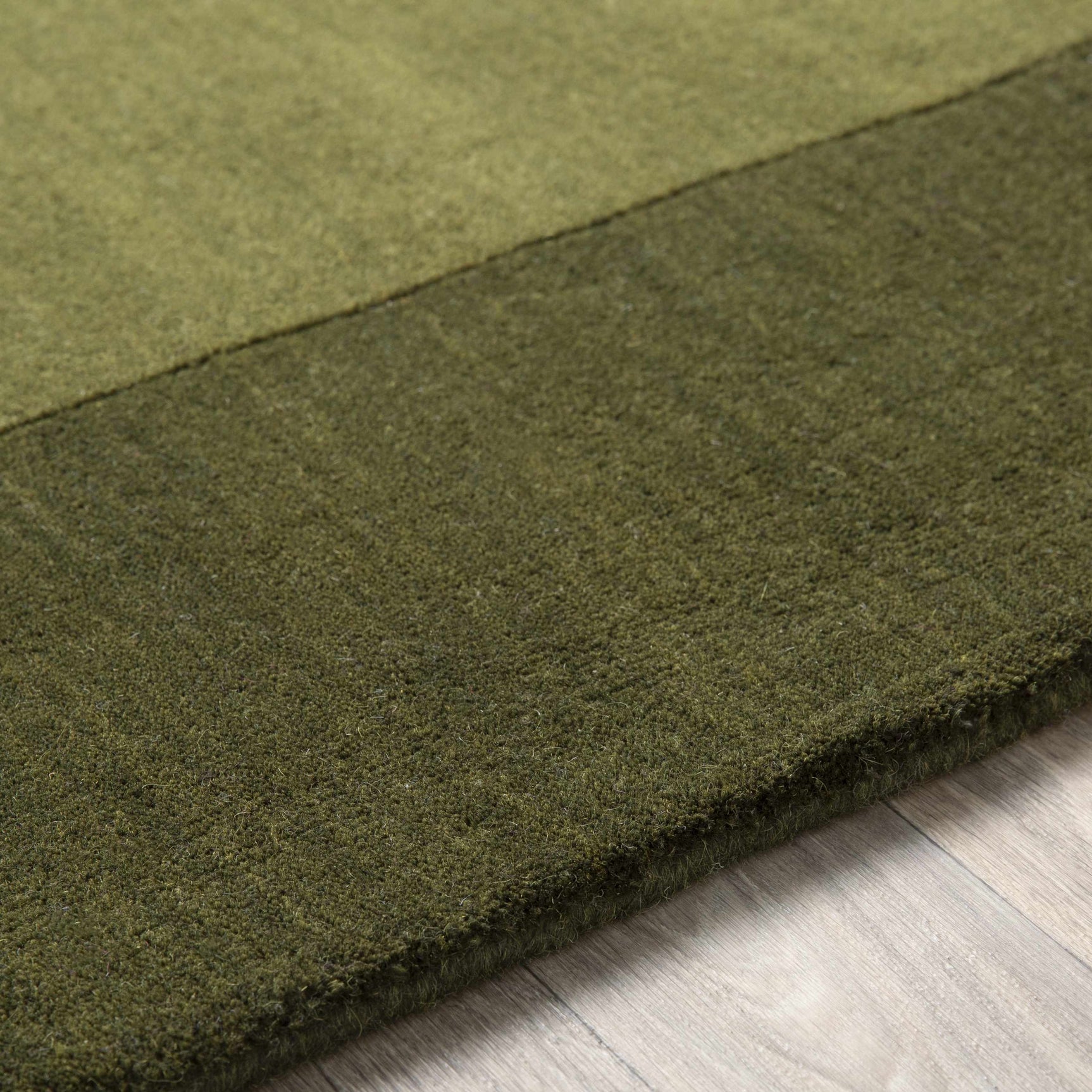 Bordered Solid Olive Green Wool Rug - Ornate Home
