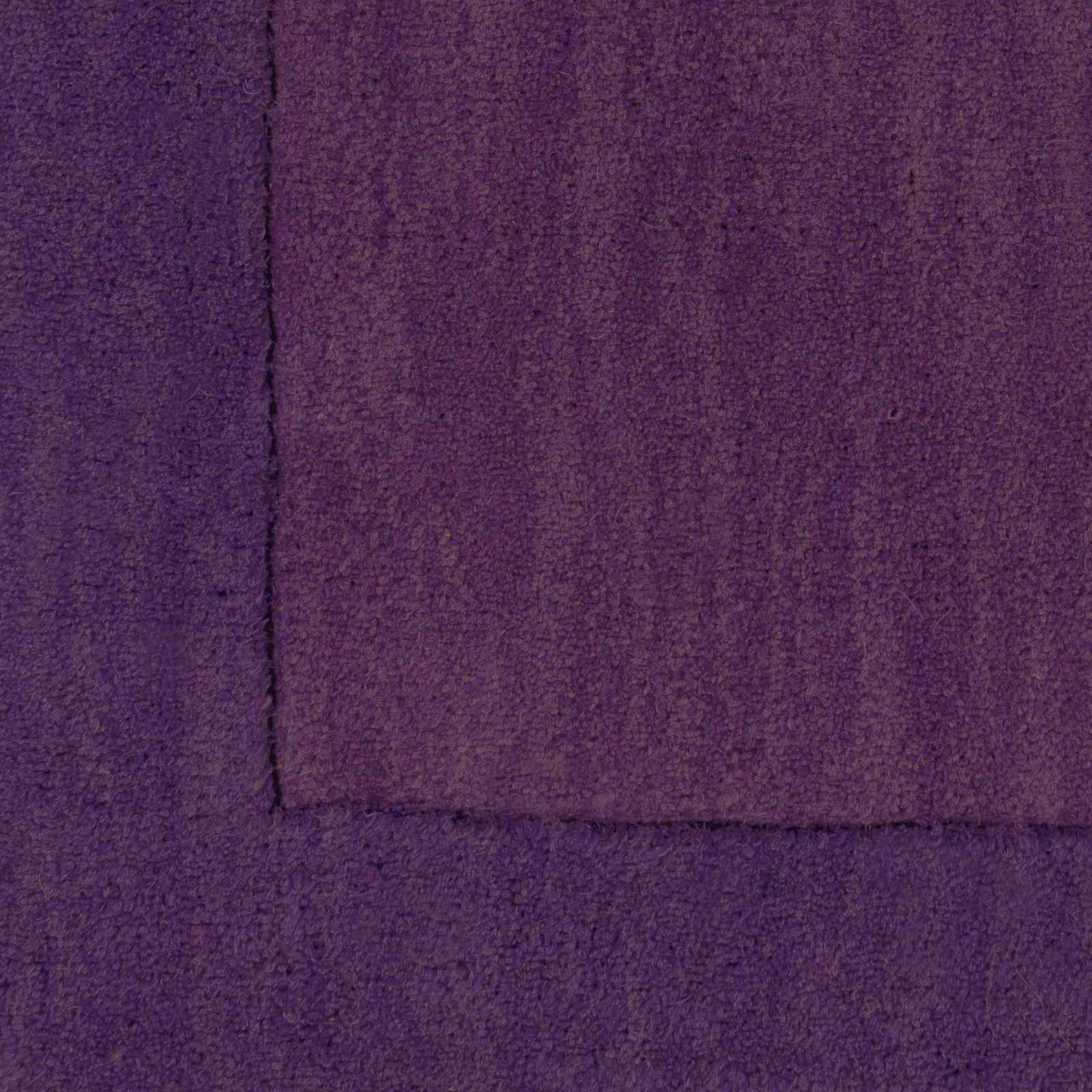 Bordered Solid Plum Purple Wool Rug - Ornate Home
