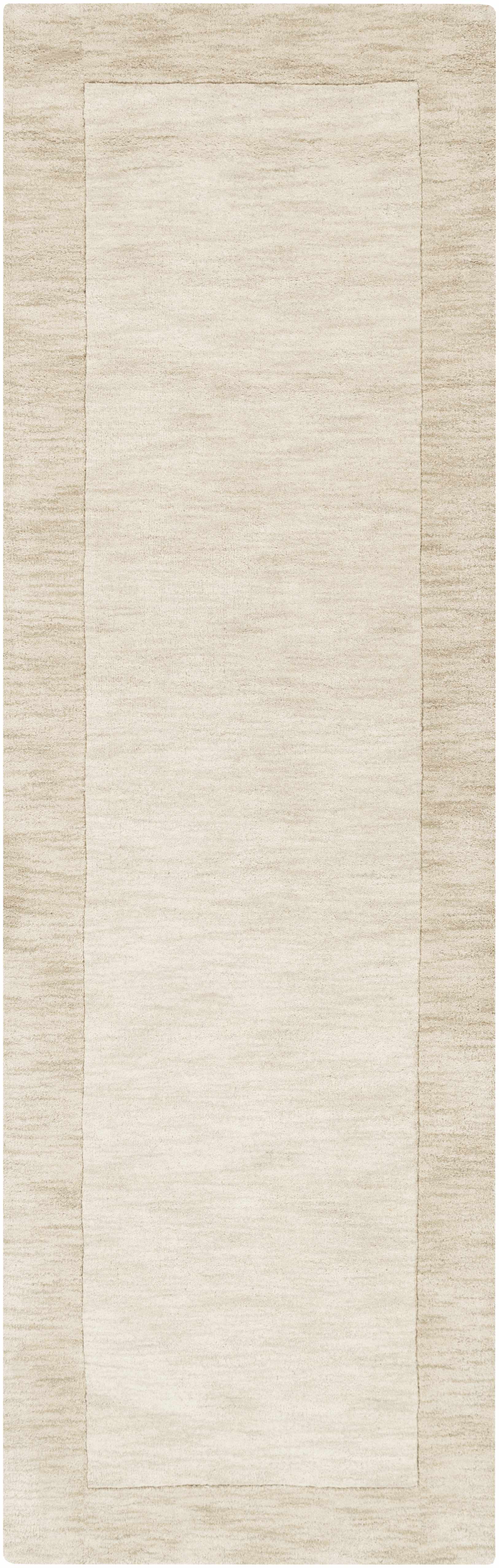 Bordered Solid Wheat Cream Wool Rug - Ornate Home