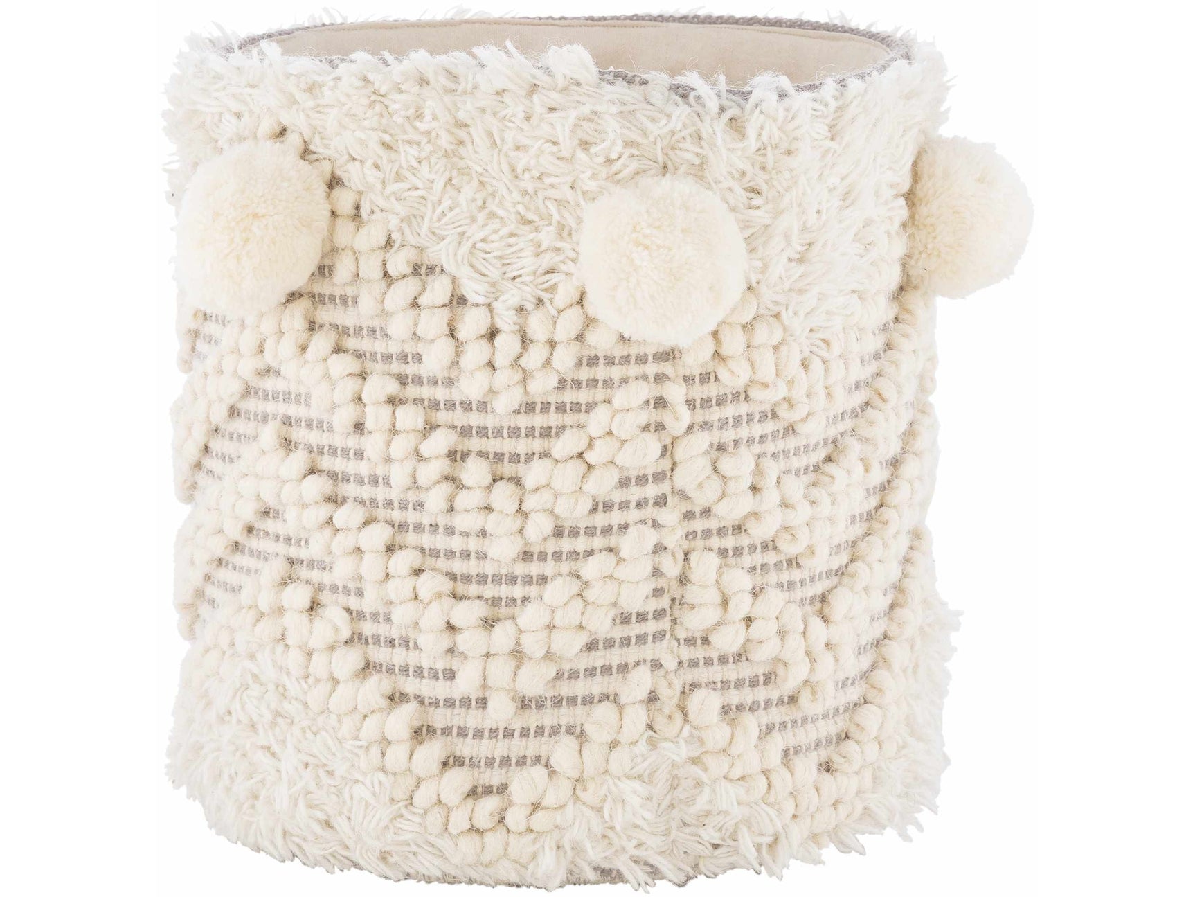 Bordon Ivory Textured Pom-Pom Stool - Ornate Home