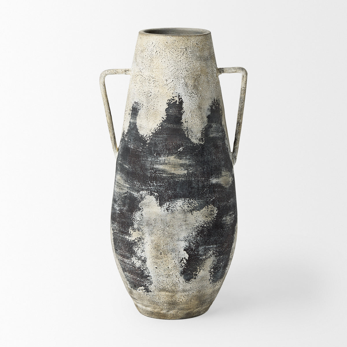 Boscia Black/White Tall Double Ear Floor Vase - Ornate Home