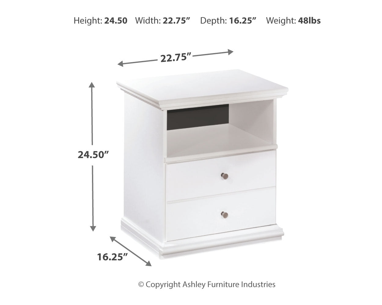 Bostwick Shoals White One Drawer Nightstand - Ornate Home
