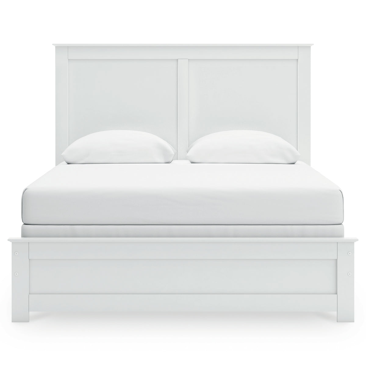 Bostwick Shoals White Queen Panel Bed with Mirrored Dresser, Chest and 2 Nightstands - Ornate Home