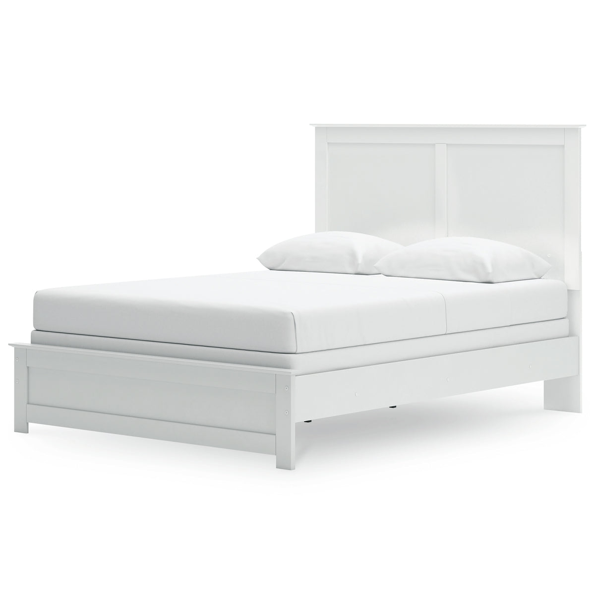 Bostwick Shoals White Queen Panel Bed with Mirrored Dresser, Chest and 2 Nightstands - Ornate Home