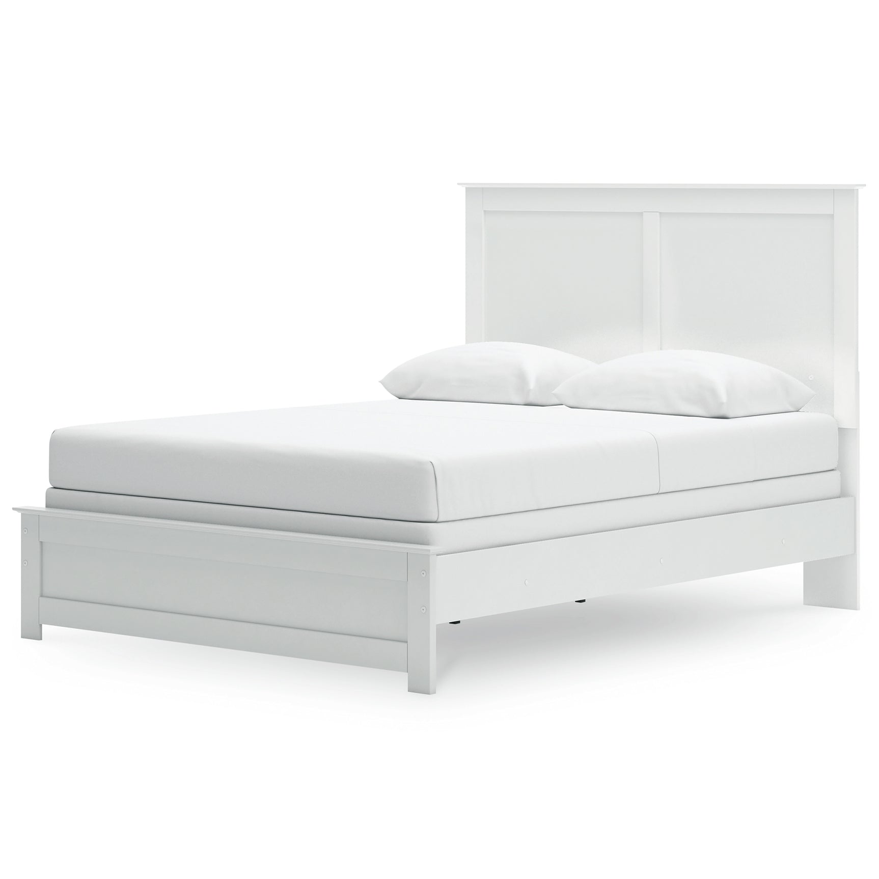 Bostwick Shoals White Queen Panel Bed with Mirrored Dresser, Chest and 2 Nightstands - Ornate Home