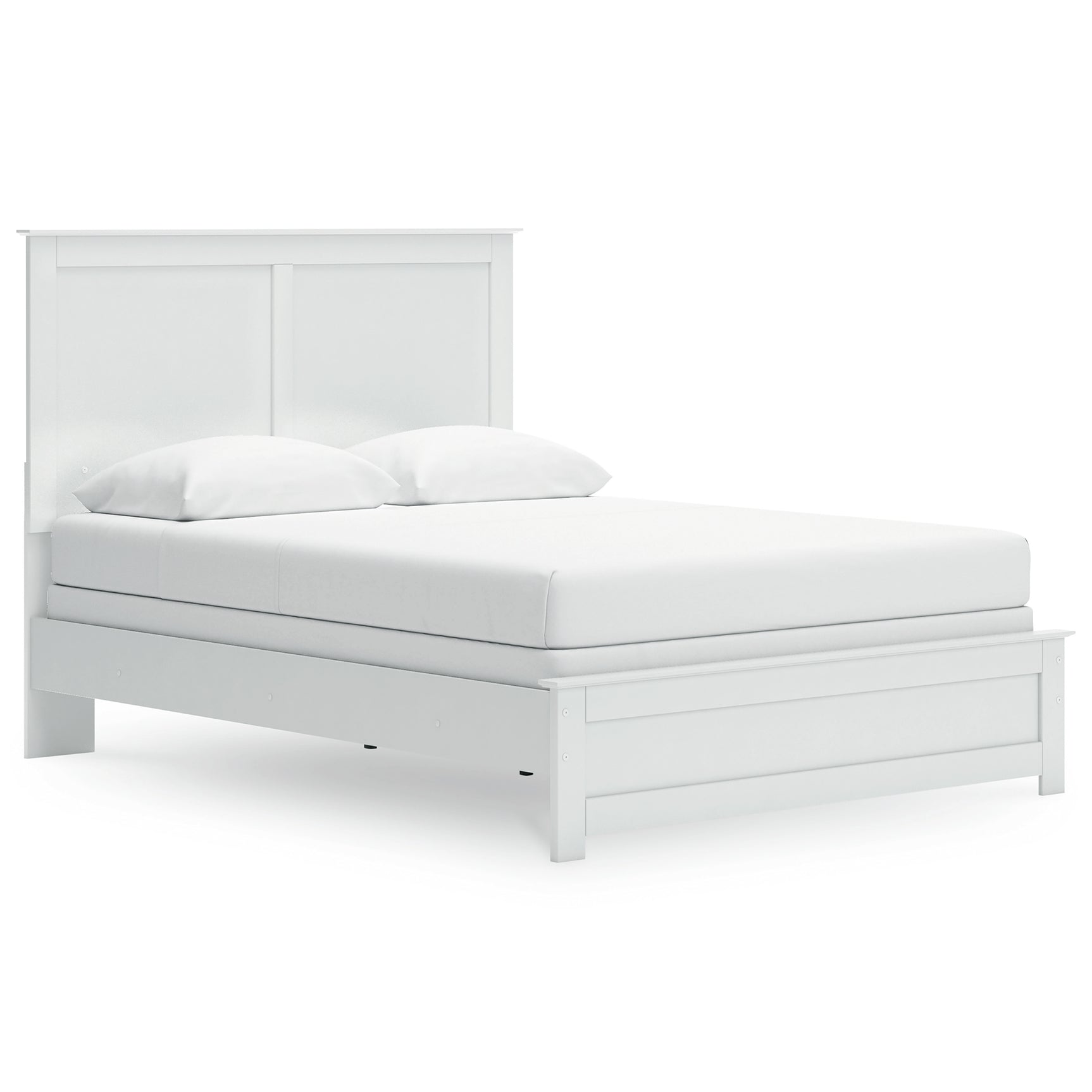 Bostwick Shoals White Queen Panel Bed with Mirrored Dresser, Chest and 2 Nightstands - Ornate Home