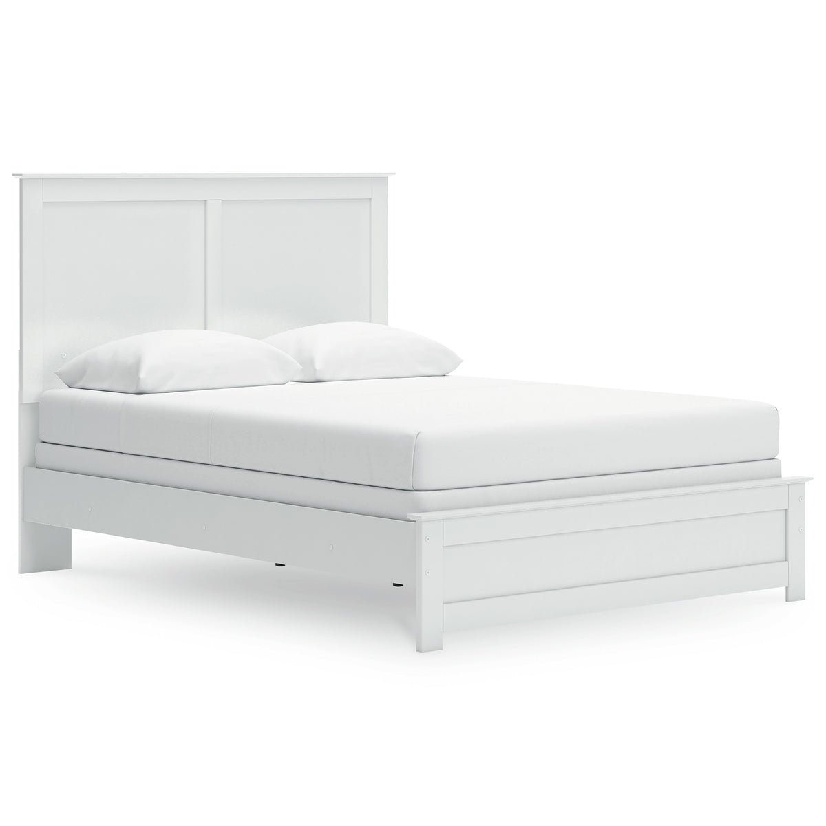 Bostwick Shoals White Queen Panel Bed with Mirrored Dresser, Chest and 2 Nightstands - Ornate Home
