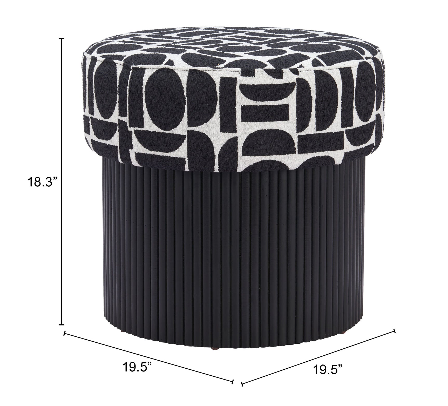 Boto Black & White Storage Ottoman - Ornate Home