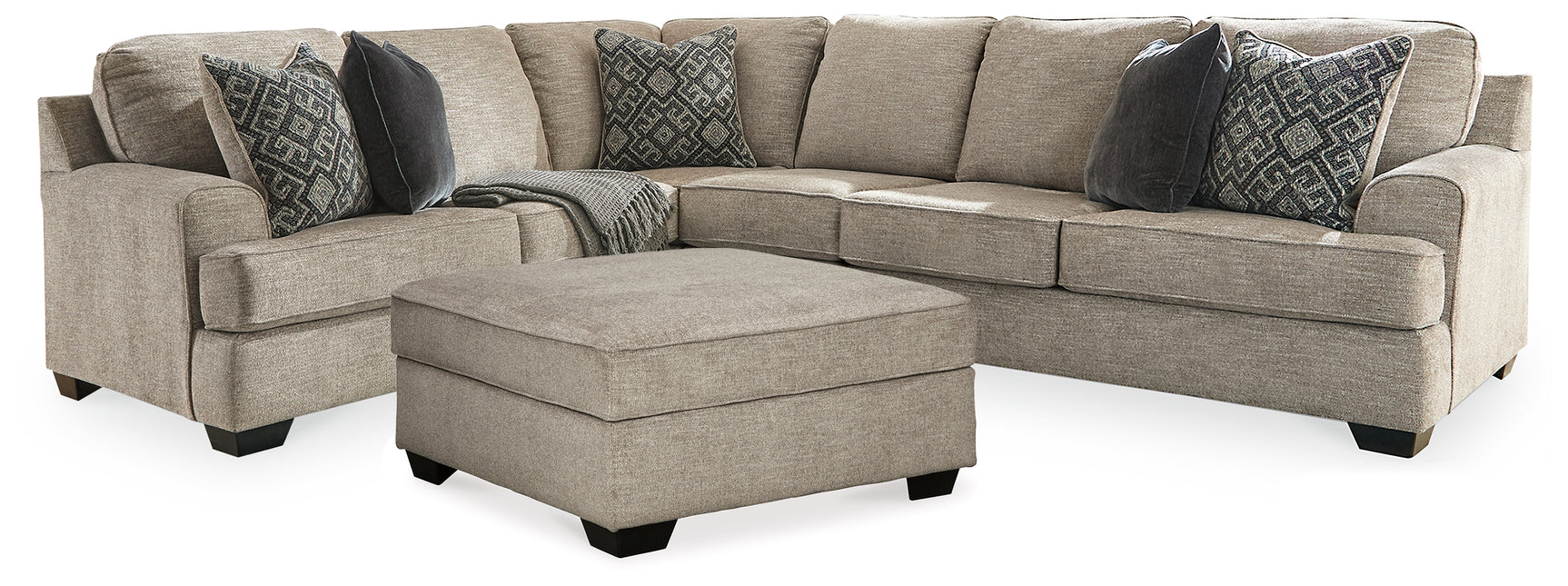 Bovarian Stone 3-Piece Sectional and Ottoman - Ornate Home