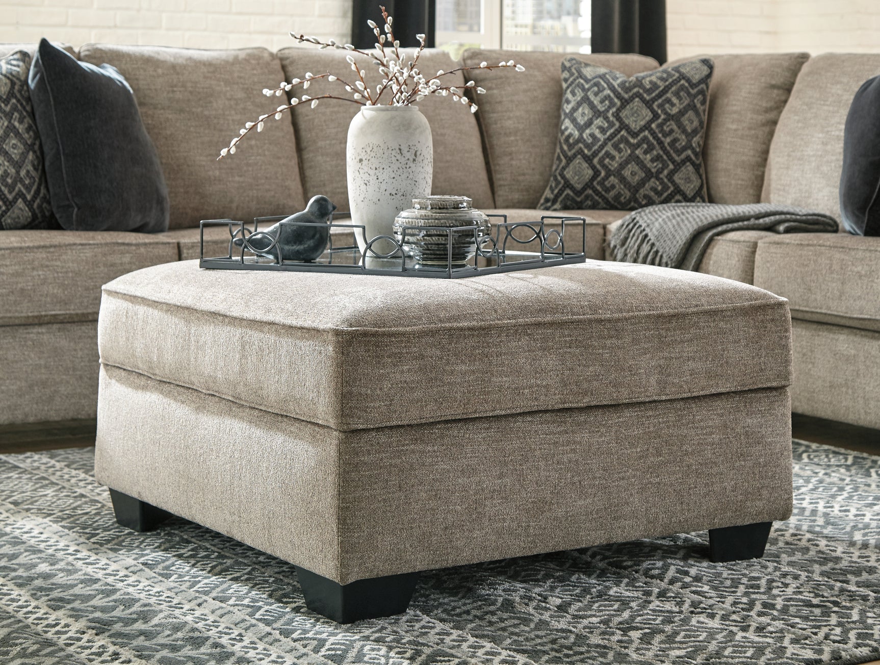 Bovarian Stone 3-Piece Sectional and Ottoman - Ornate Home