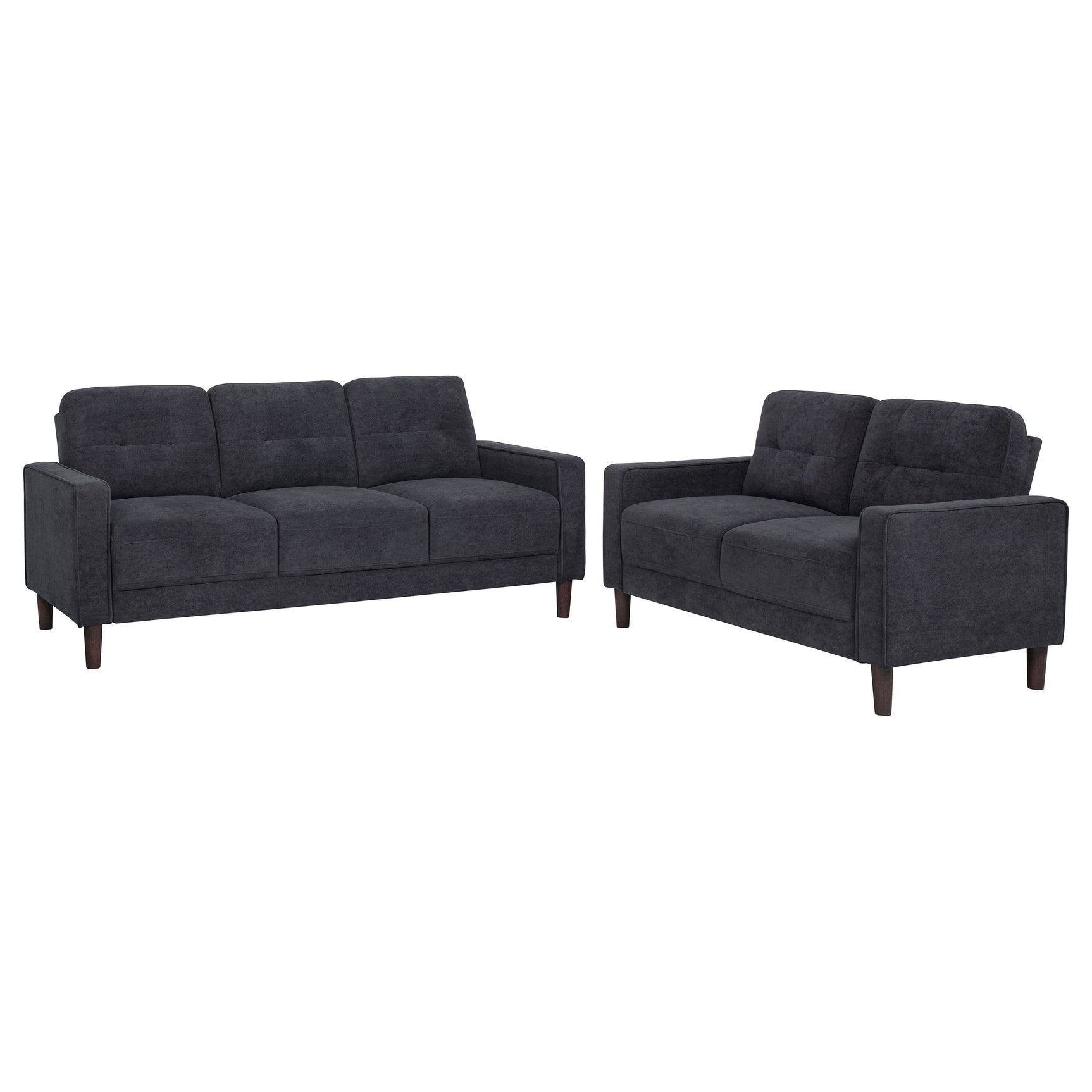 Bowen II Steel Grey 2-piece Upholstered Track Arm Sofa Set - Ornate Home