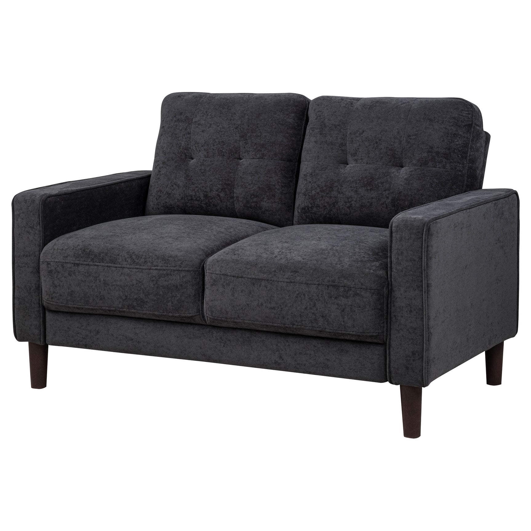 Bowen II Steel Grey Fabric Upholstered Track Arm Loveseat - Ornate Home