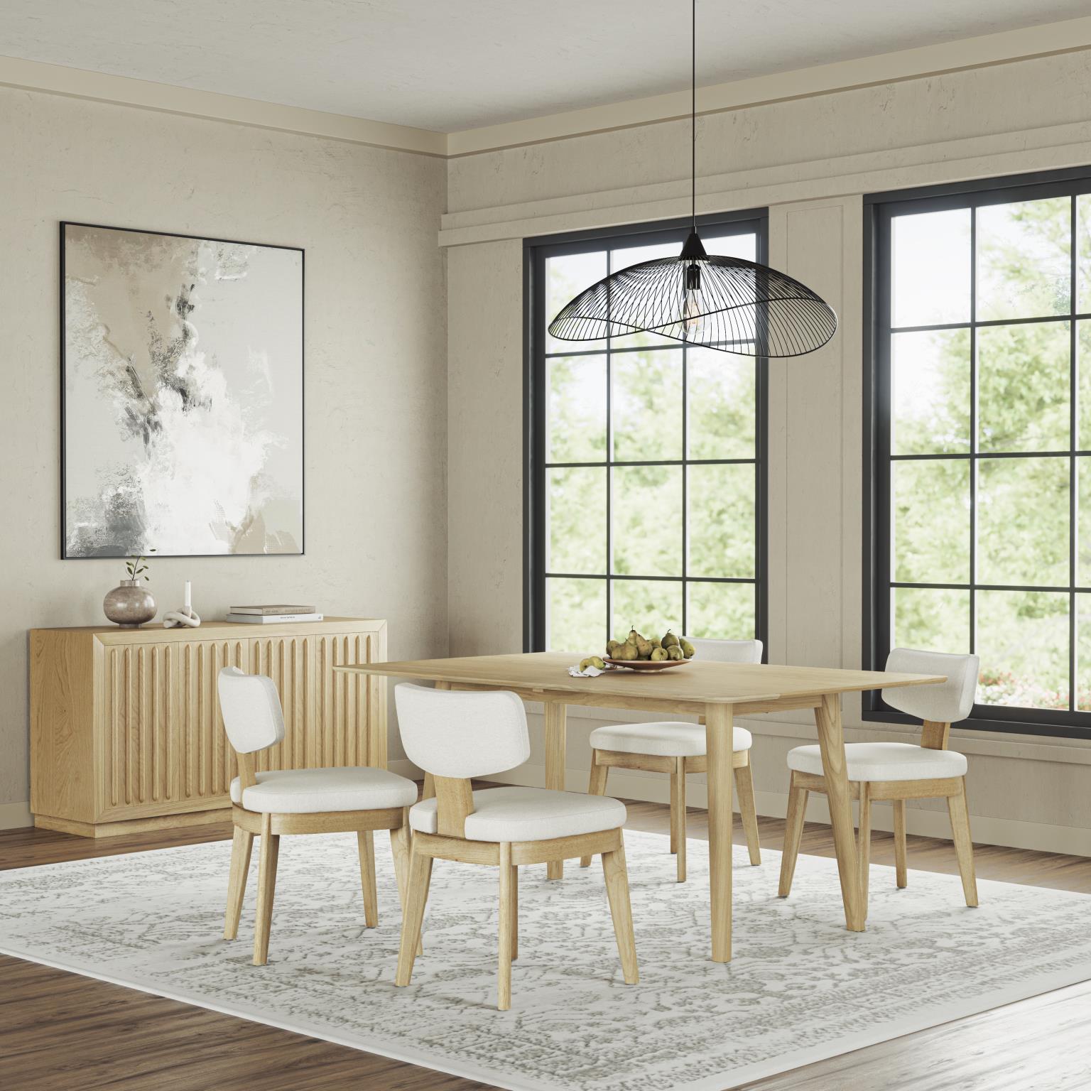 Bowie Natural Dining Table w/ 4 Tate Chairs - Ornate Home