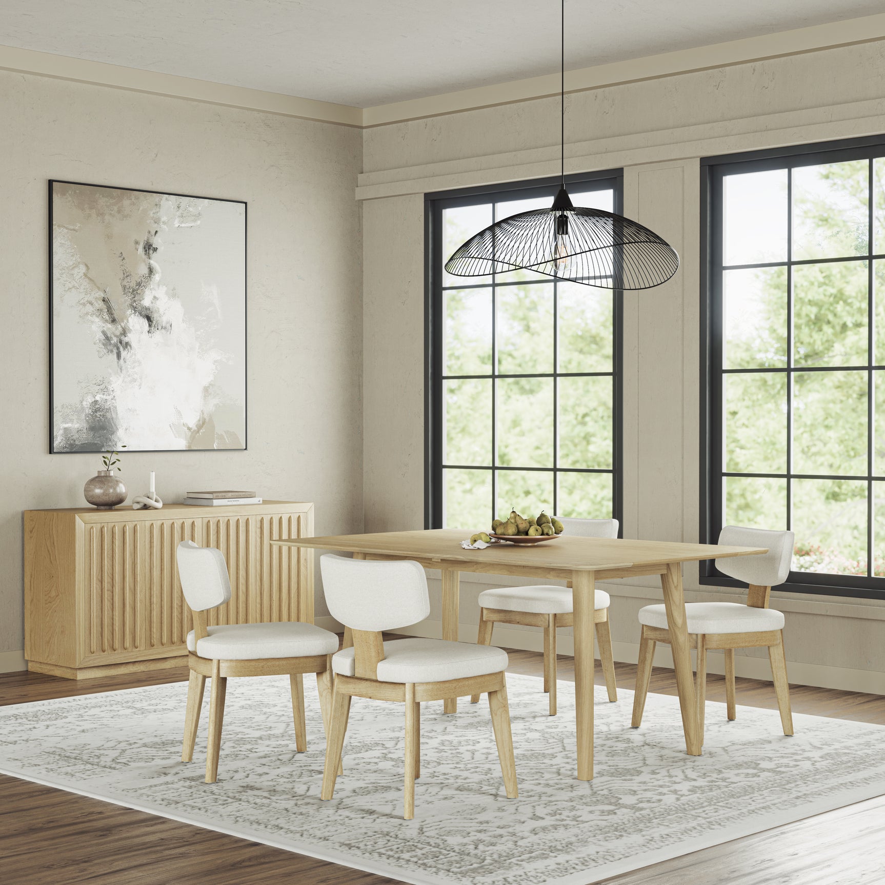 Bowie Natural Dining Table w/ 6 Tate Chairs - Ornate Home