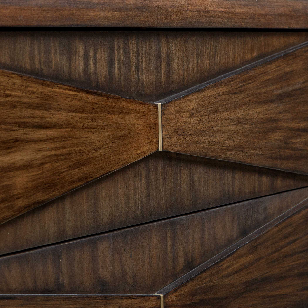 Bowtie Brass/Woodtone 3 Drawer Mid-Century Chest - Ornate Home