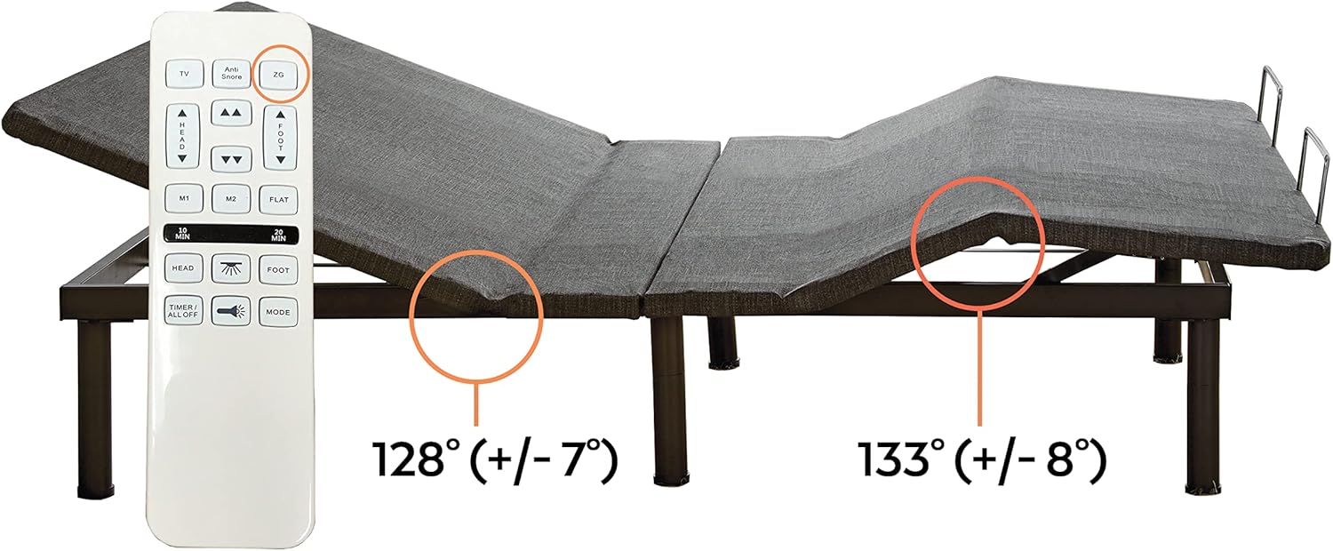 Boyd Sleep Queen Bed Frame Base: Adjustable Zero-Gravity Power Base w/ Massage - Ornate Home