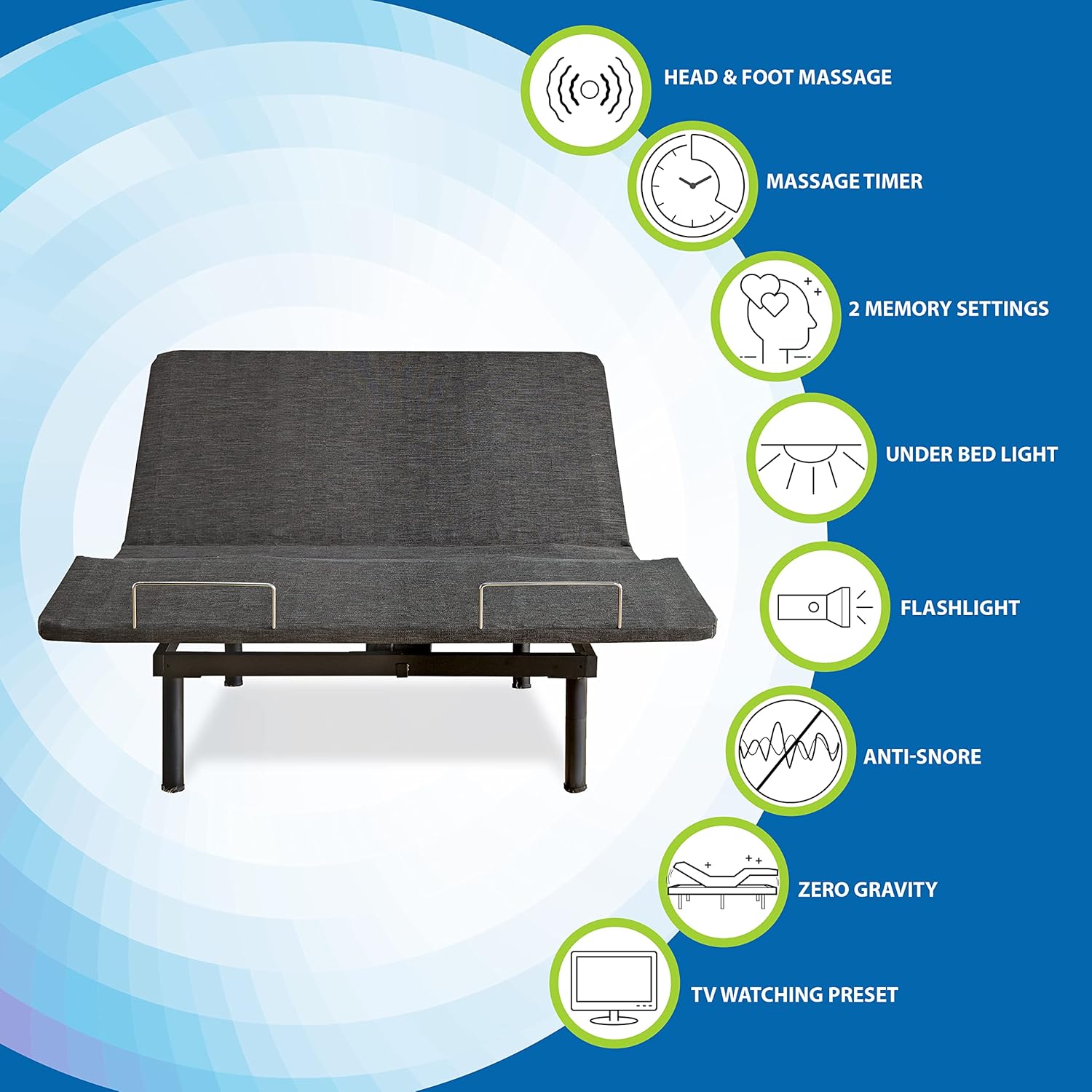 Boyd Sleep Queen Bed Frame Base: Adjustable Zero-Gravity Power Base w/ Massage - Ornate Home