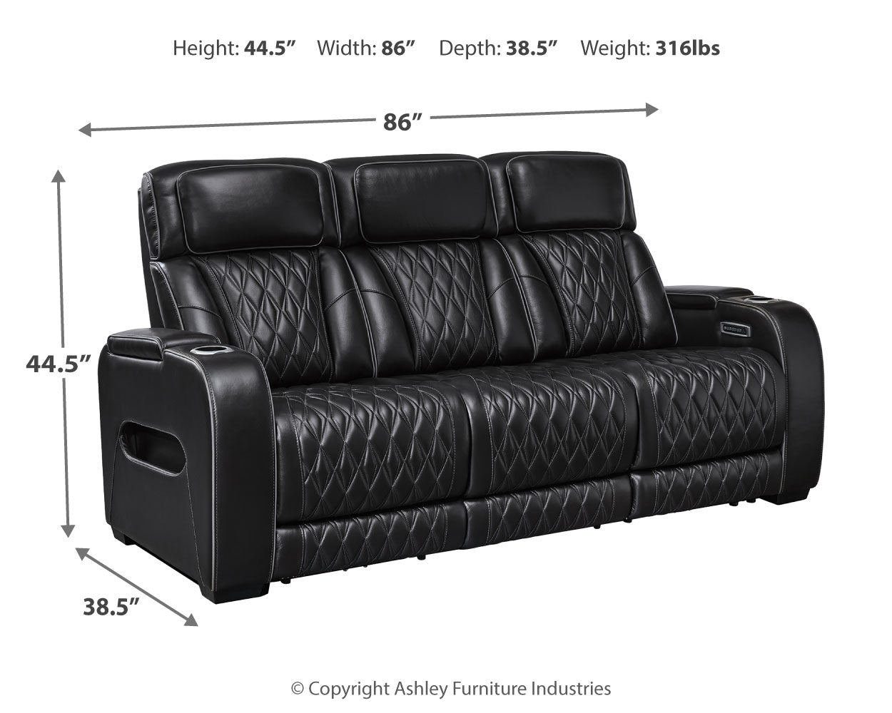 Boyington Black Power Reclining Sofa (Online Special Price) - Ornate Home