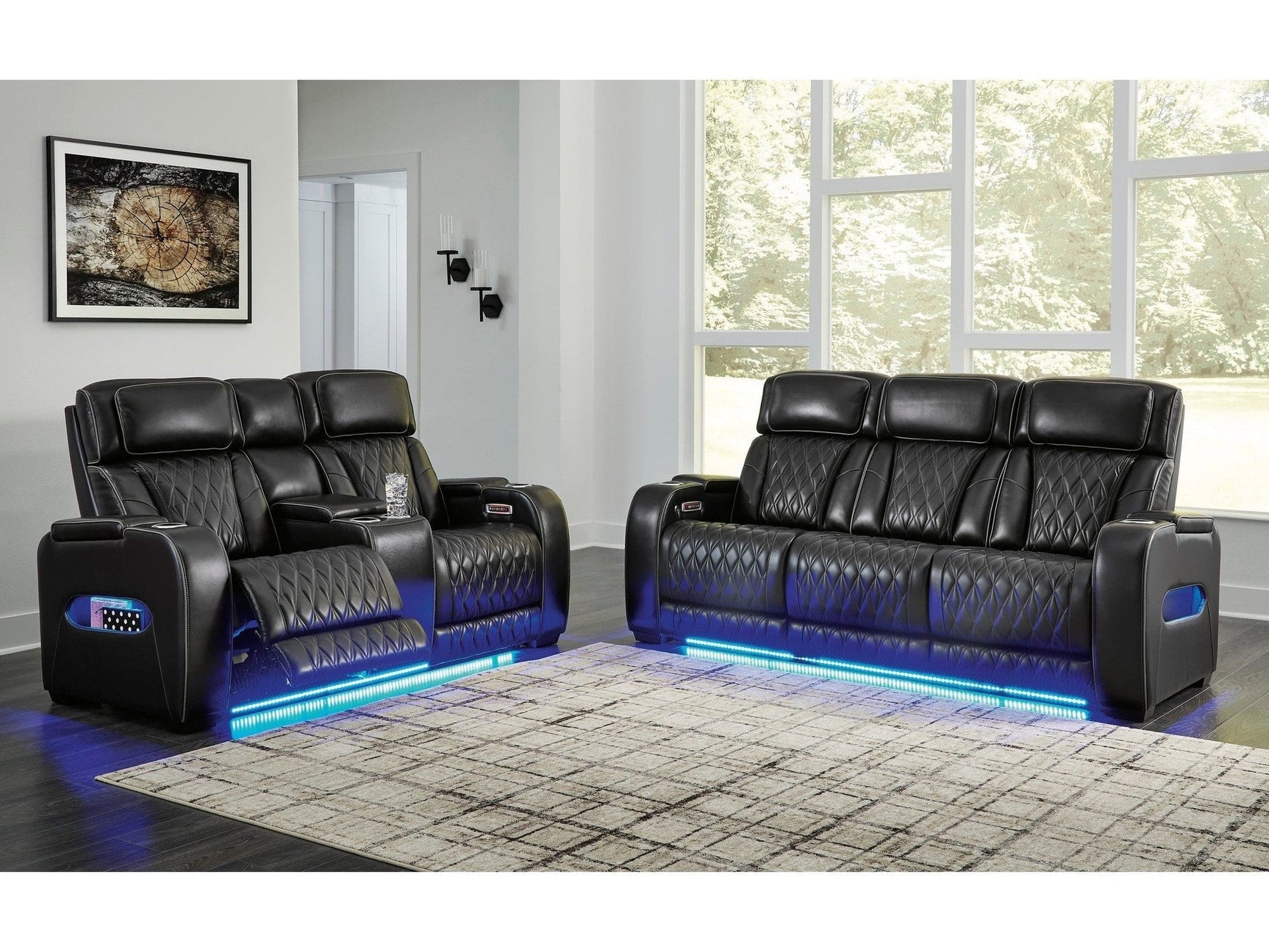 Boyington Black Power Reclining Sofa and Loveseat - Ornate Home