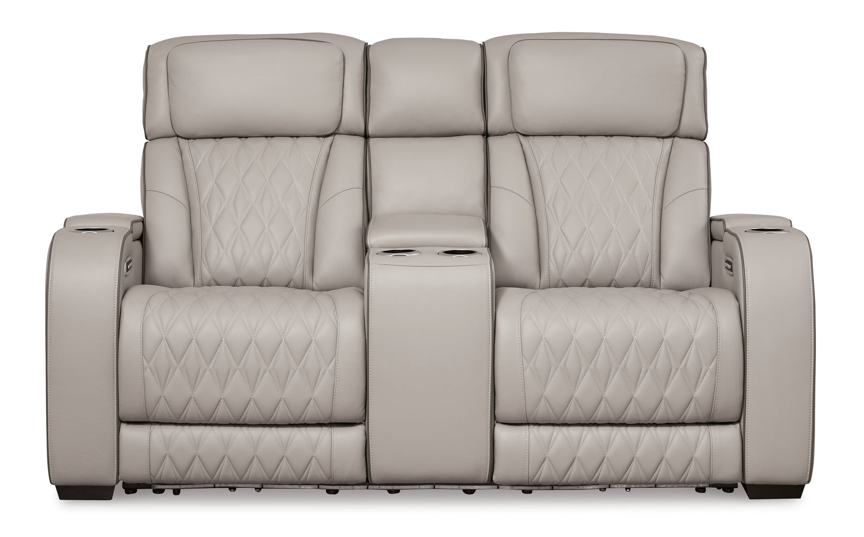Boyington Gray Power Reclining Loveseat with Console - Ornate Home