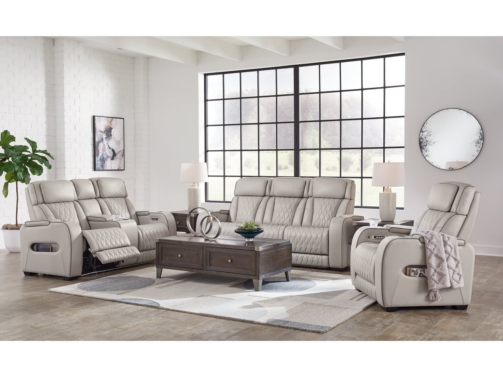 Boyington Gray Power Reclining Sofa, Loveseat and Recliner - Ornate Home