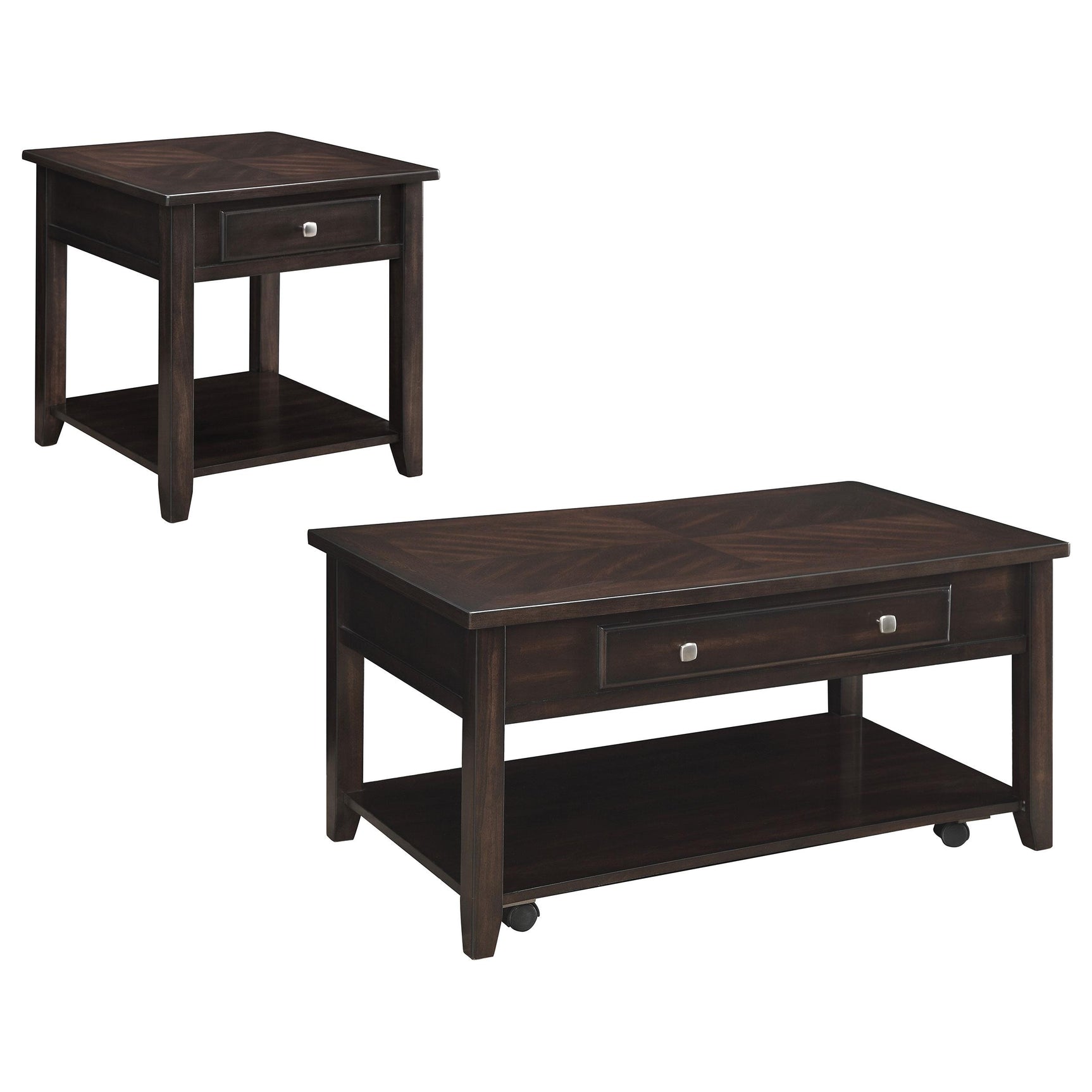 Bradford Walnut 2-piece Lift Top Coffee and End Table Set - Ornate Home