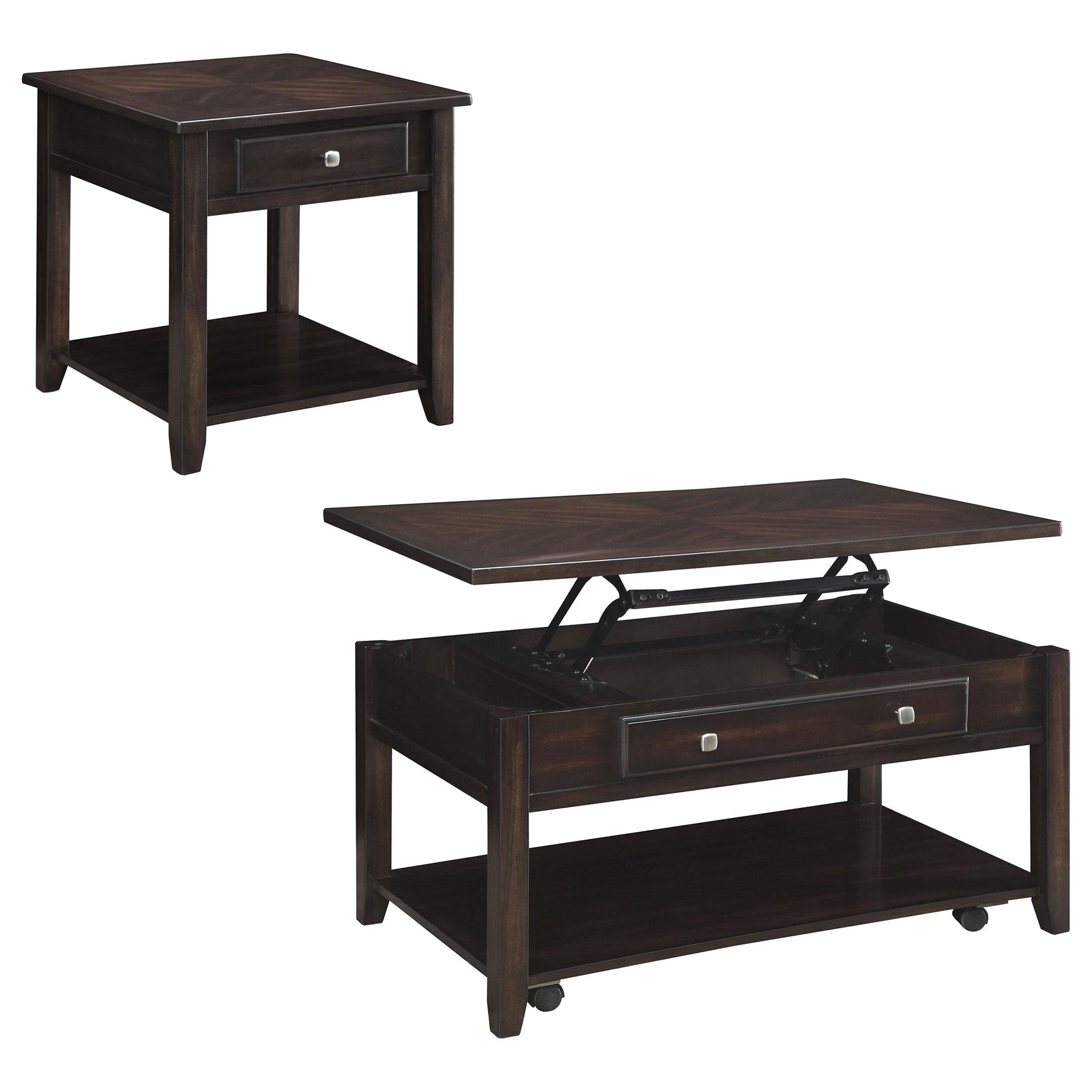 Bradford Walnut 2-piece Lift Top Coffee and End Table Set - Ornate Home