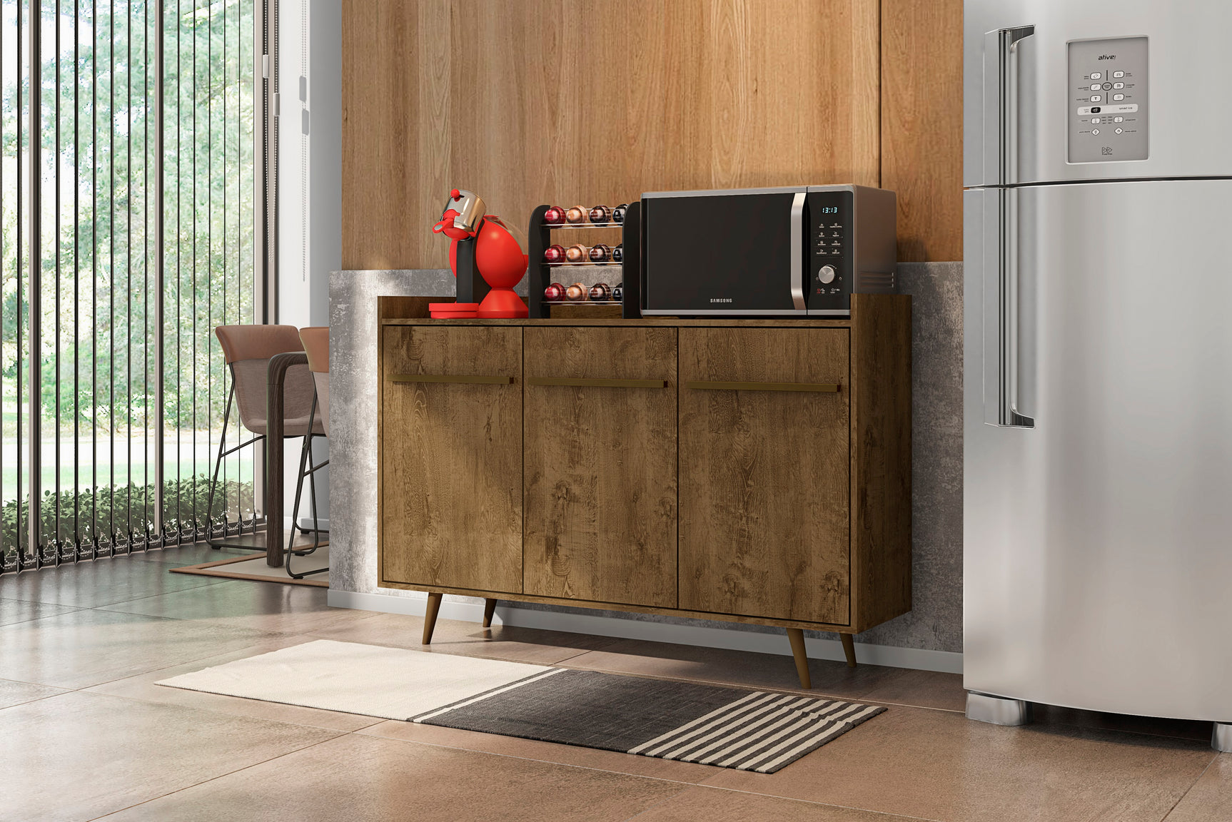 Bradley 53.54 Stand Buffet in Rustic Brown - Ornate Home