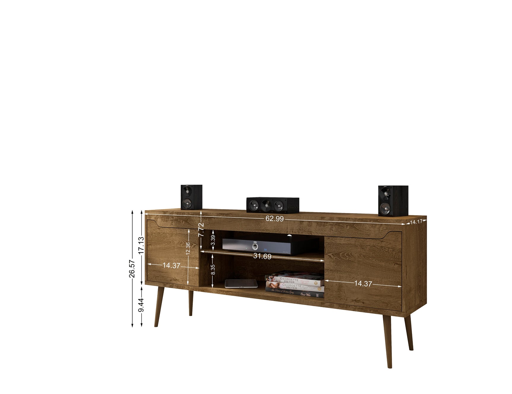 Bradley 62.99 TV Stand in Rustic Brown - Ornate Home
