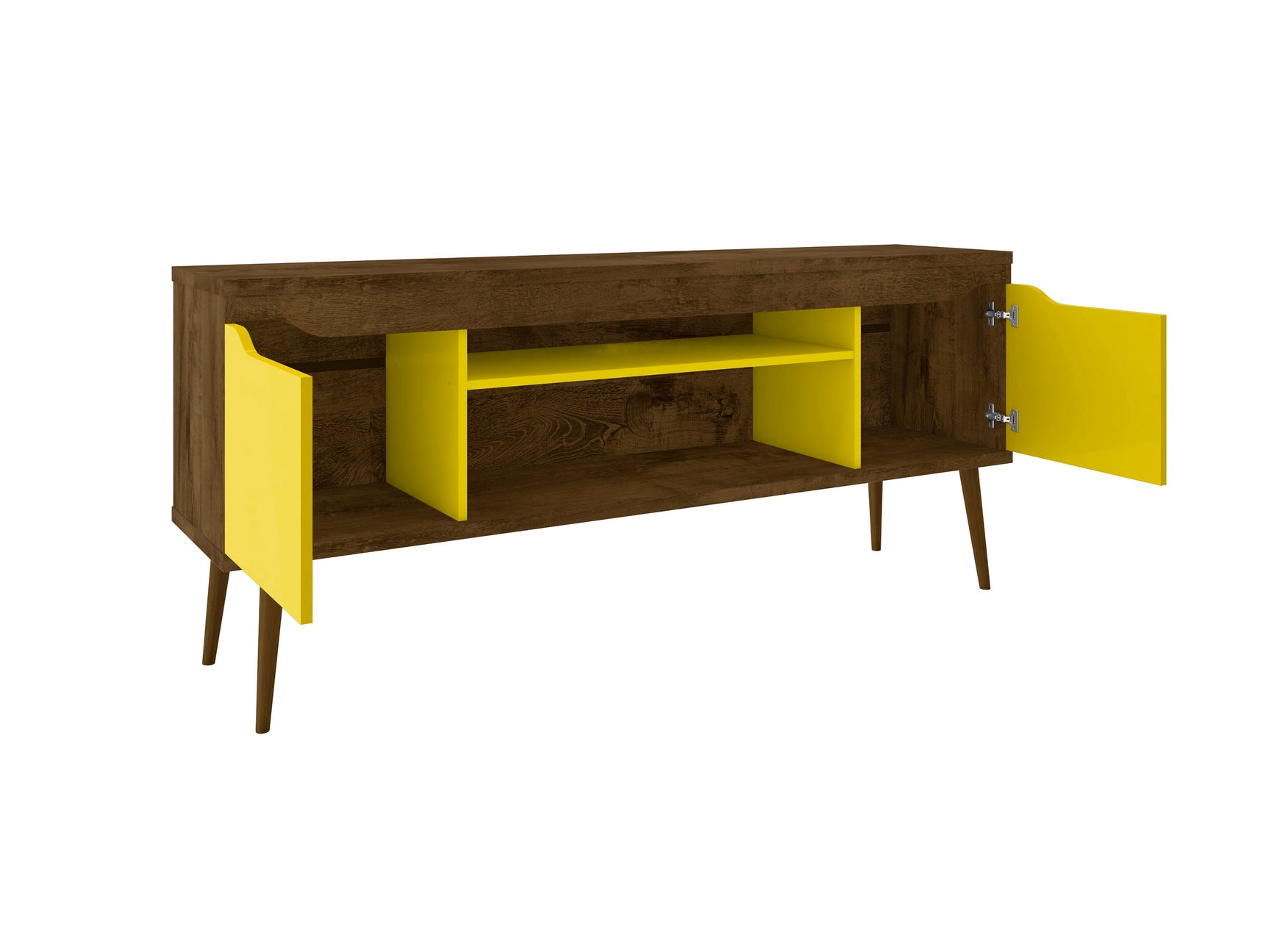 Bradley 62.99 TV Stand in Rustic Brown and Yellow - Ornate Home
