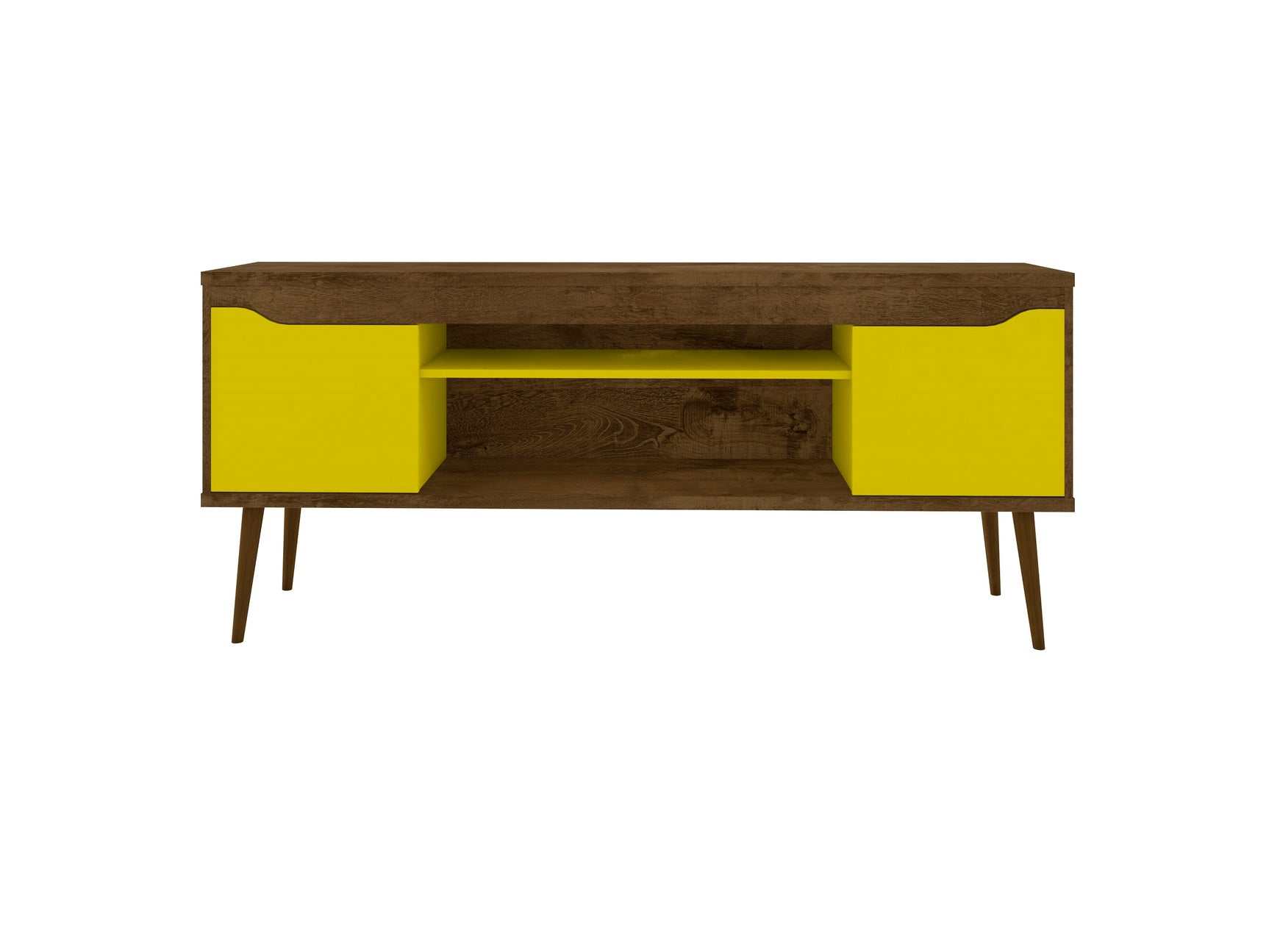 Bradley 62.99 TV Stand in Rustic Brown and Yellow - Ornate Home